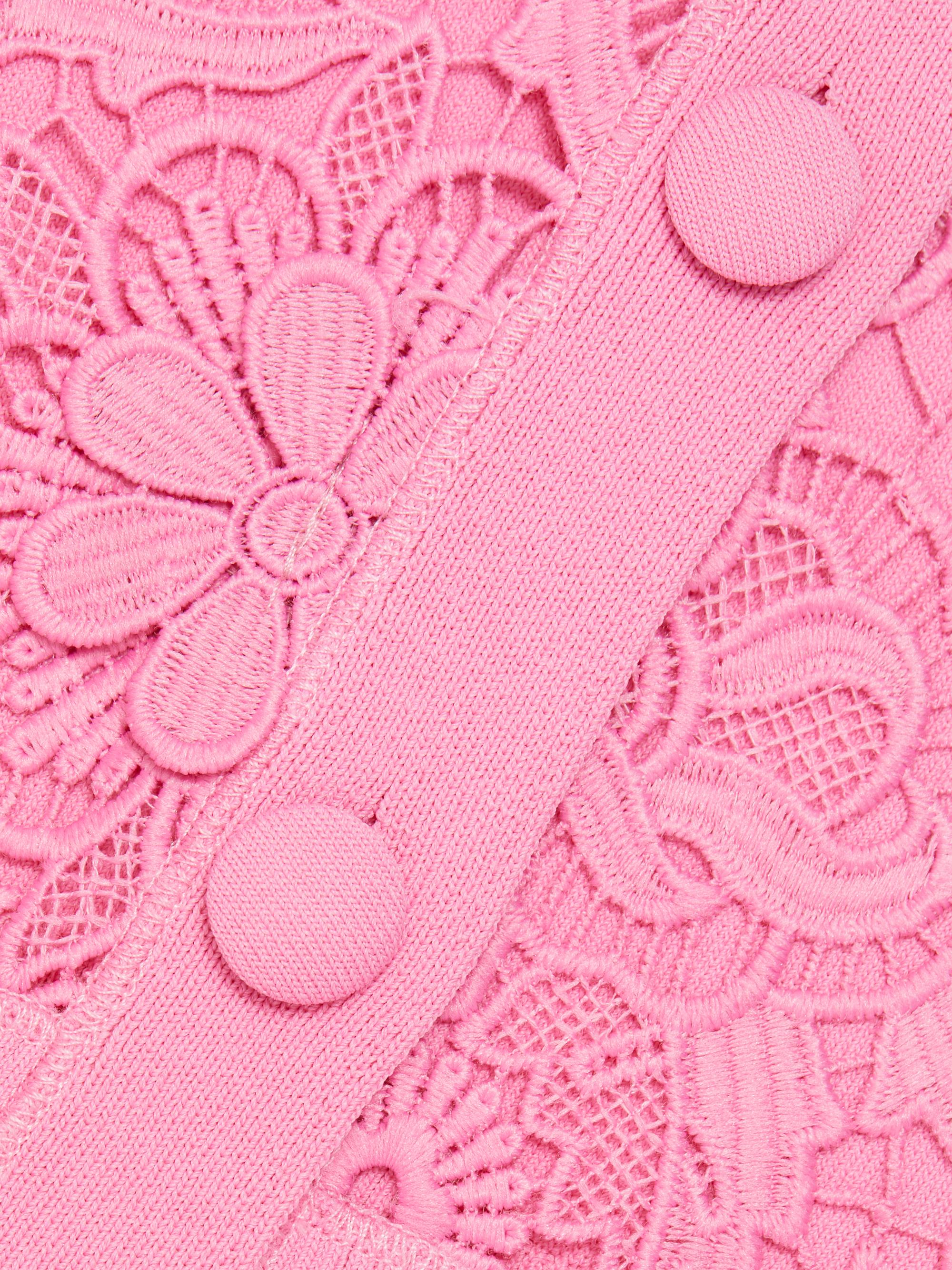 Teri Jon by Rickie Freeman Lace Crewneck Cardigan | Saks Fifth Avenue