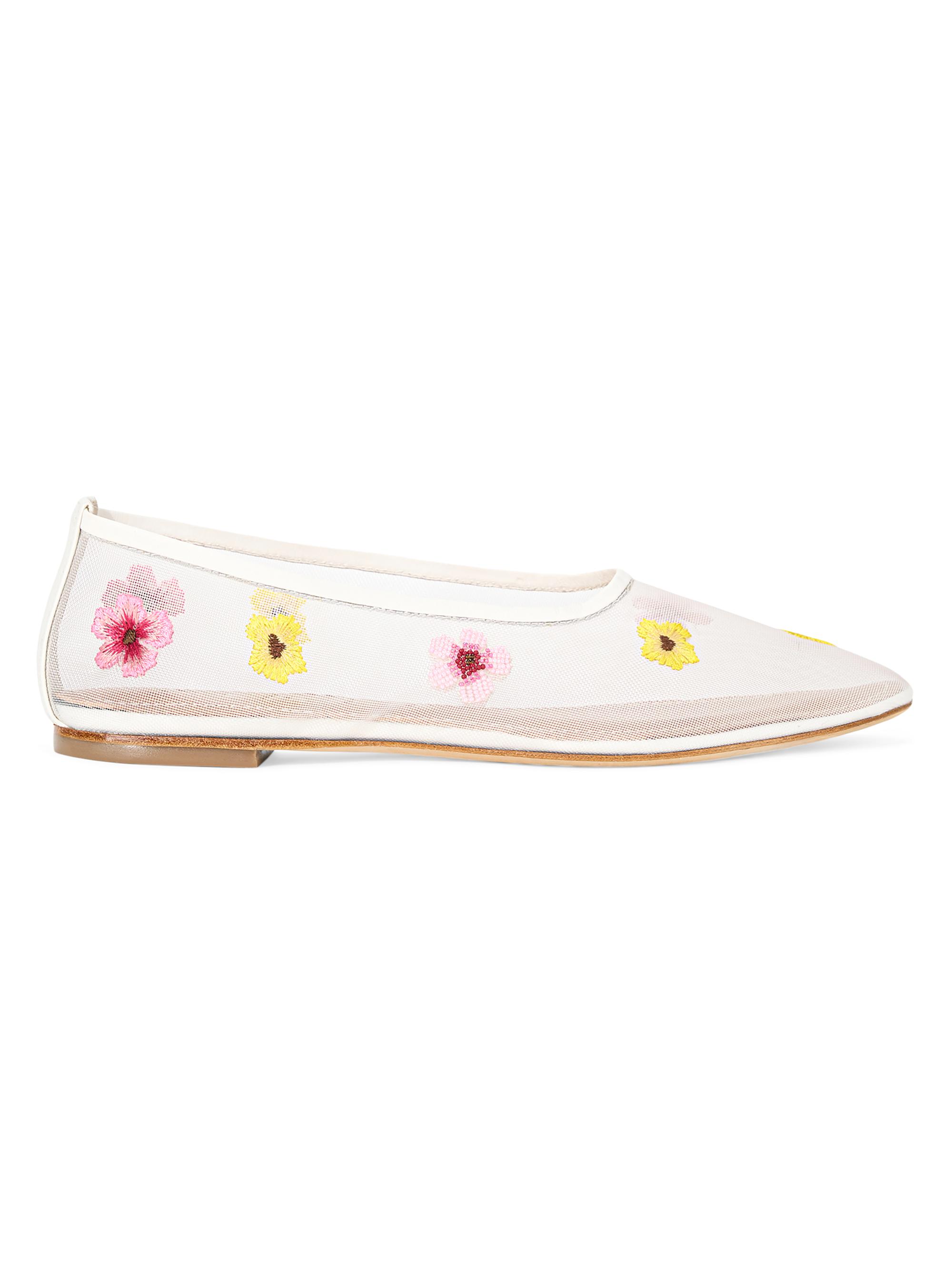 Staud Women's Alba Floral Beaded Ballet Flats - Blossom Floral Mesh
