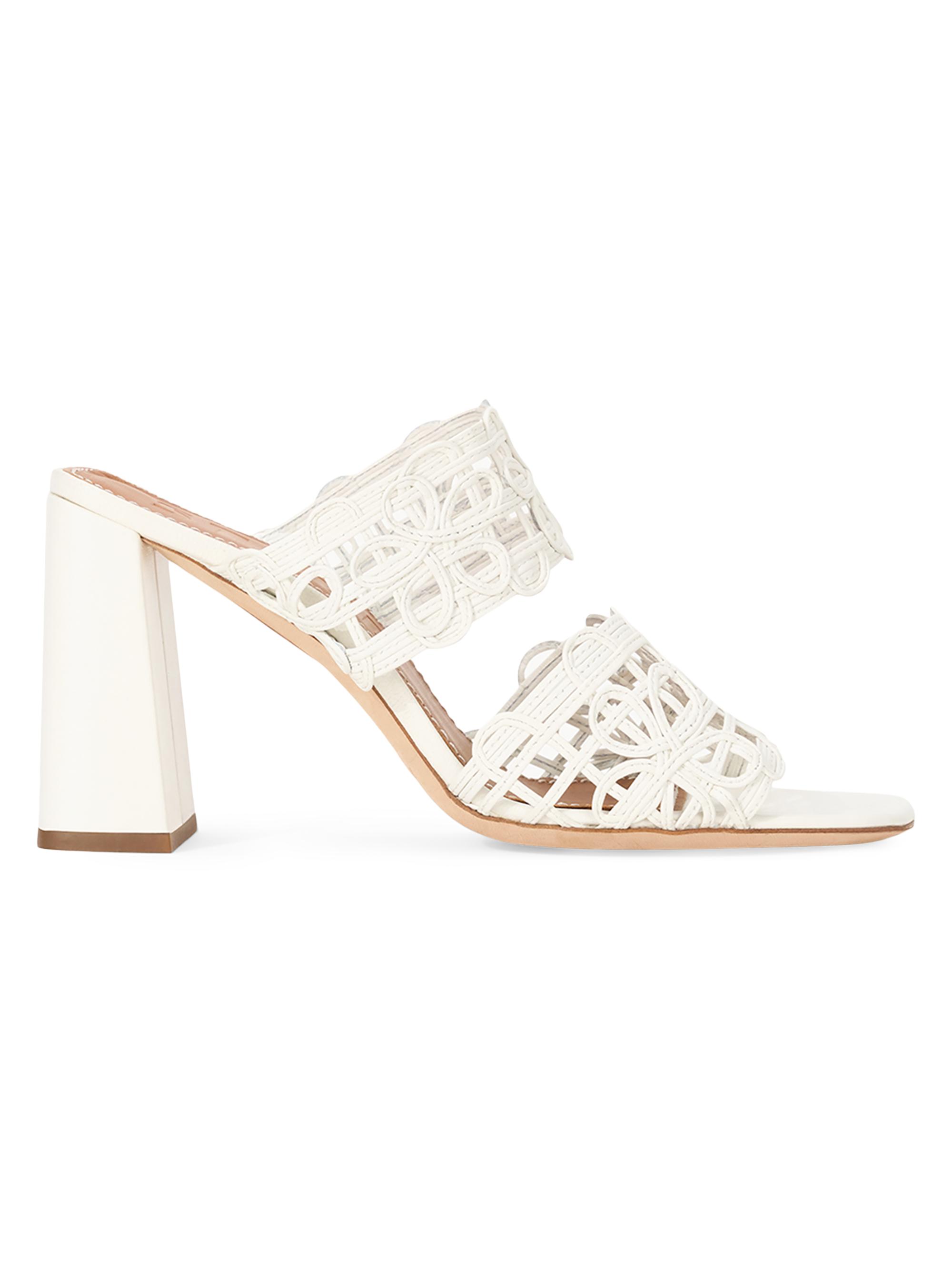 Staud Women's Skylar 90MM Slip-On Leather Sandals - White