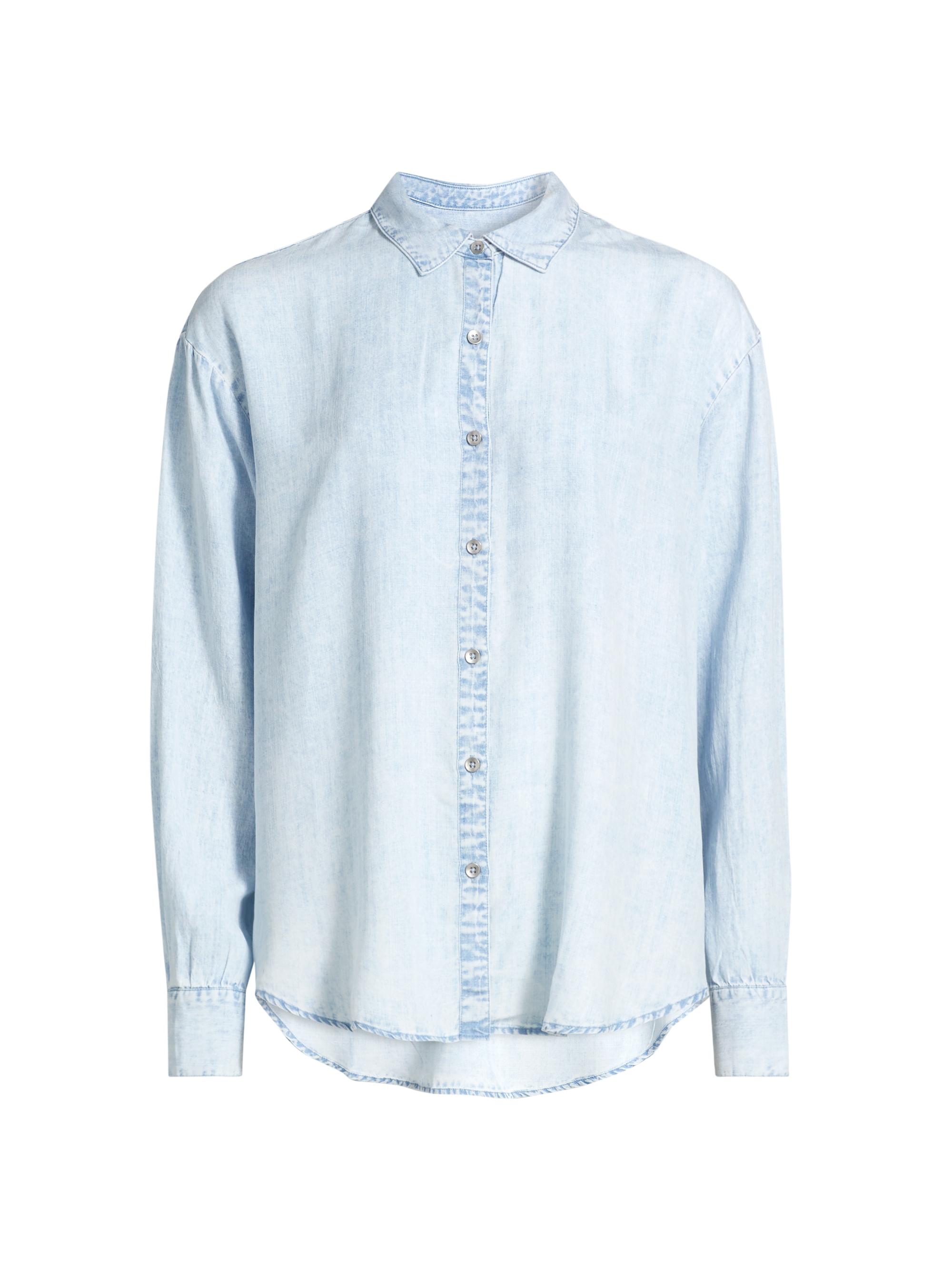 Stellae Dux Women's Denim Oversized Button-Front Shirt - Bleached Indigo