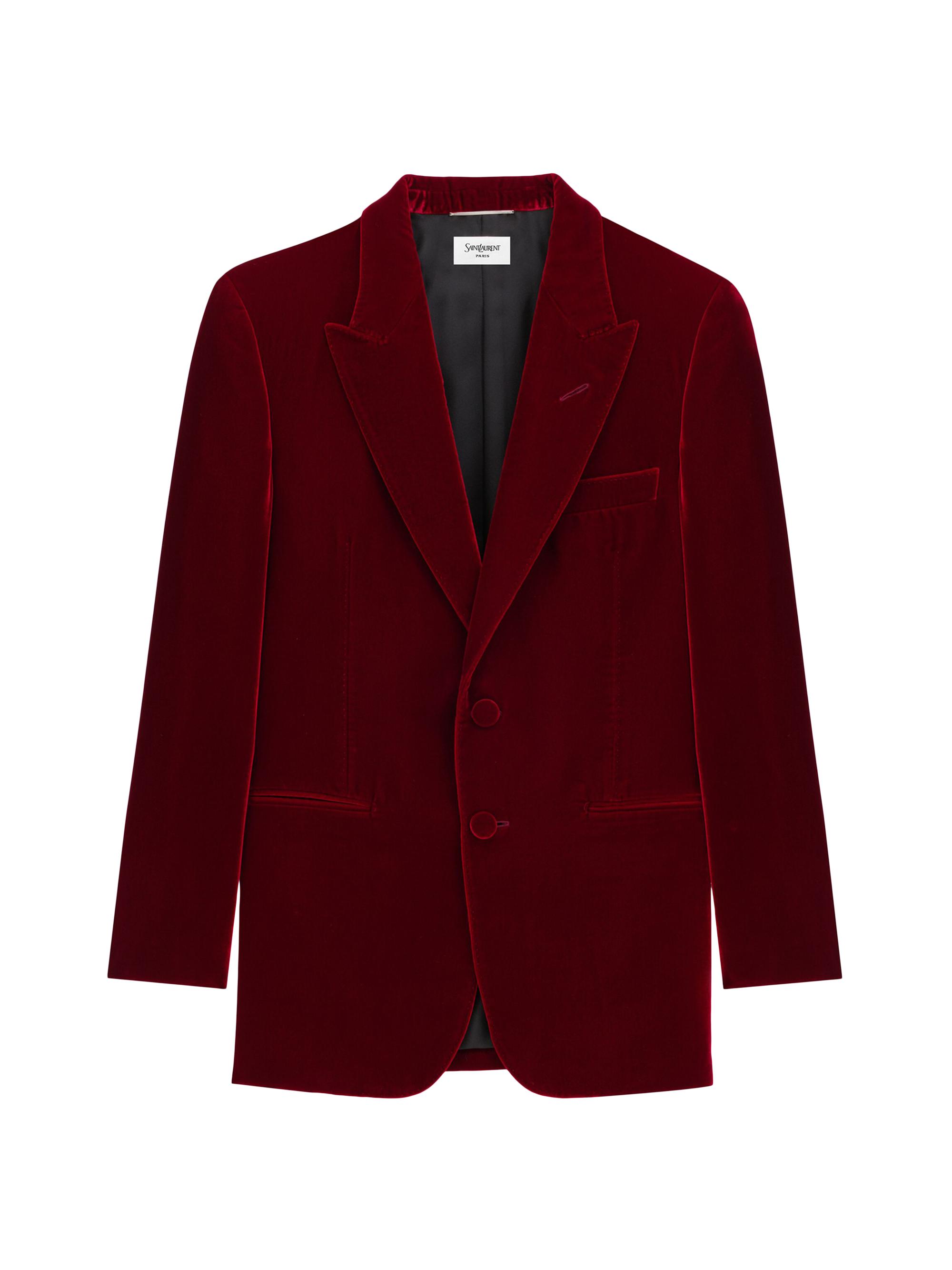 Saint Laurent Men's Jacket in Velvet - Rouge