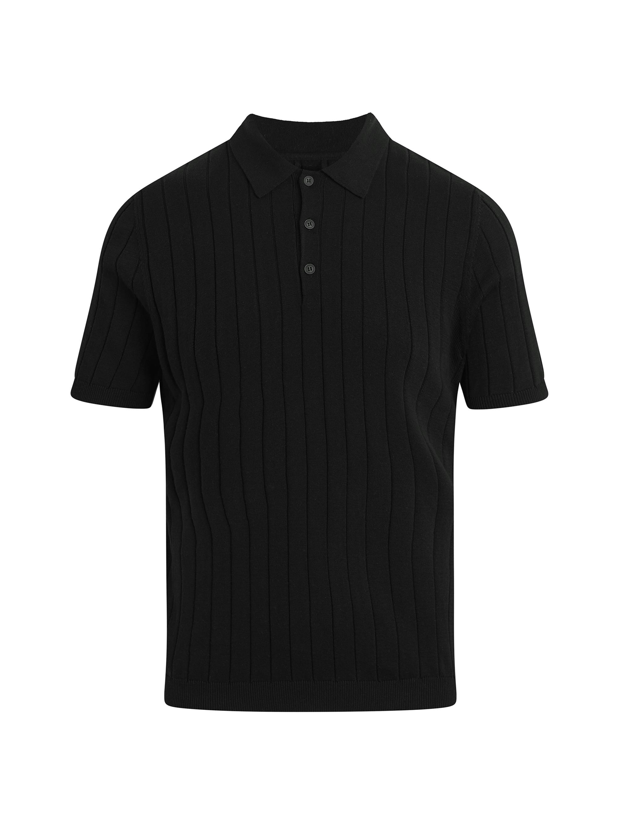 トップス old john smedley knit polo shirt Black John Smedley Donnelly Knitted Cotton Polo Shirt Black John