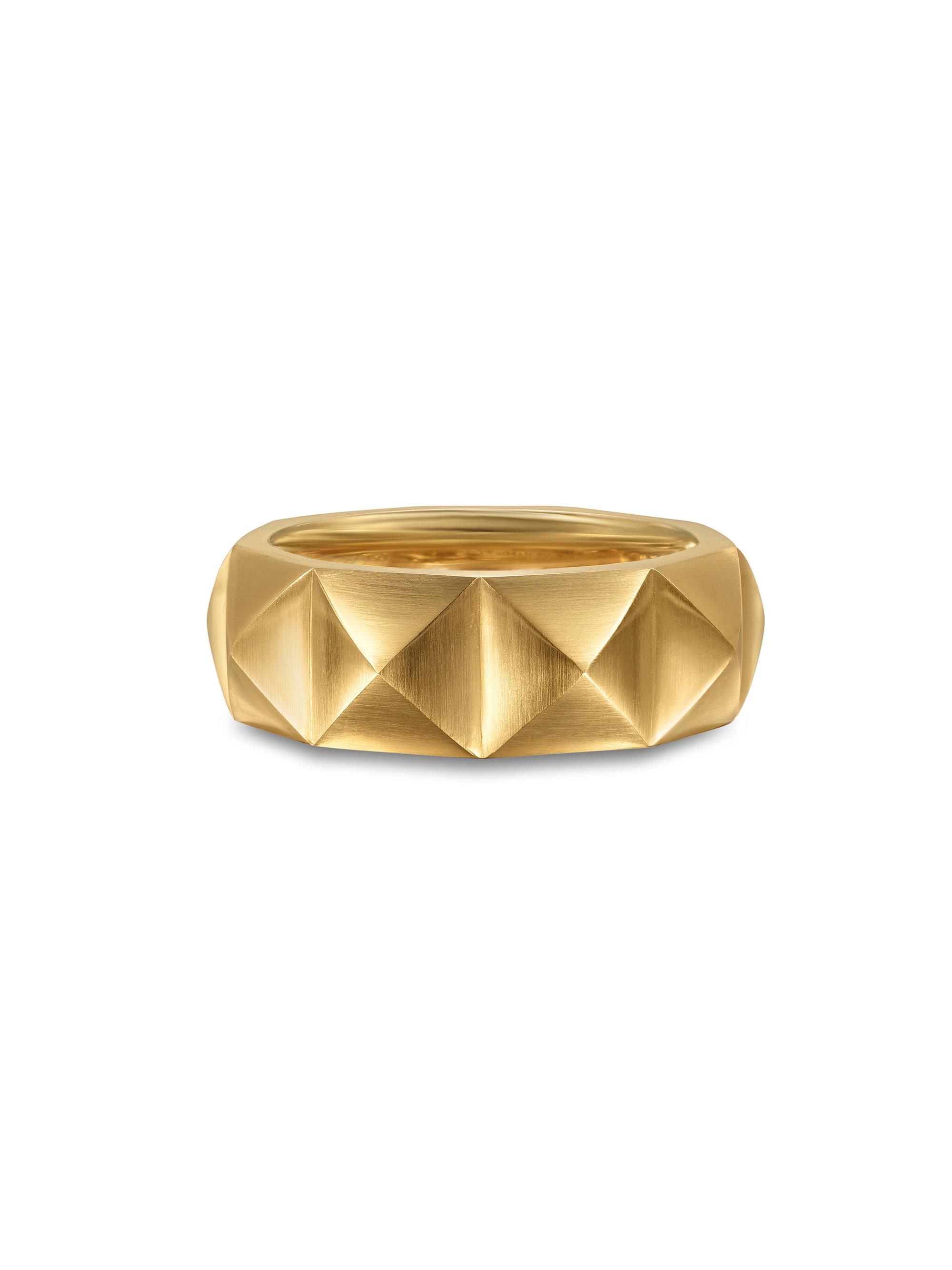 David Yurman Men's Pyramid Band Ring in 18K Yellow Gold, 8MM - Gold