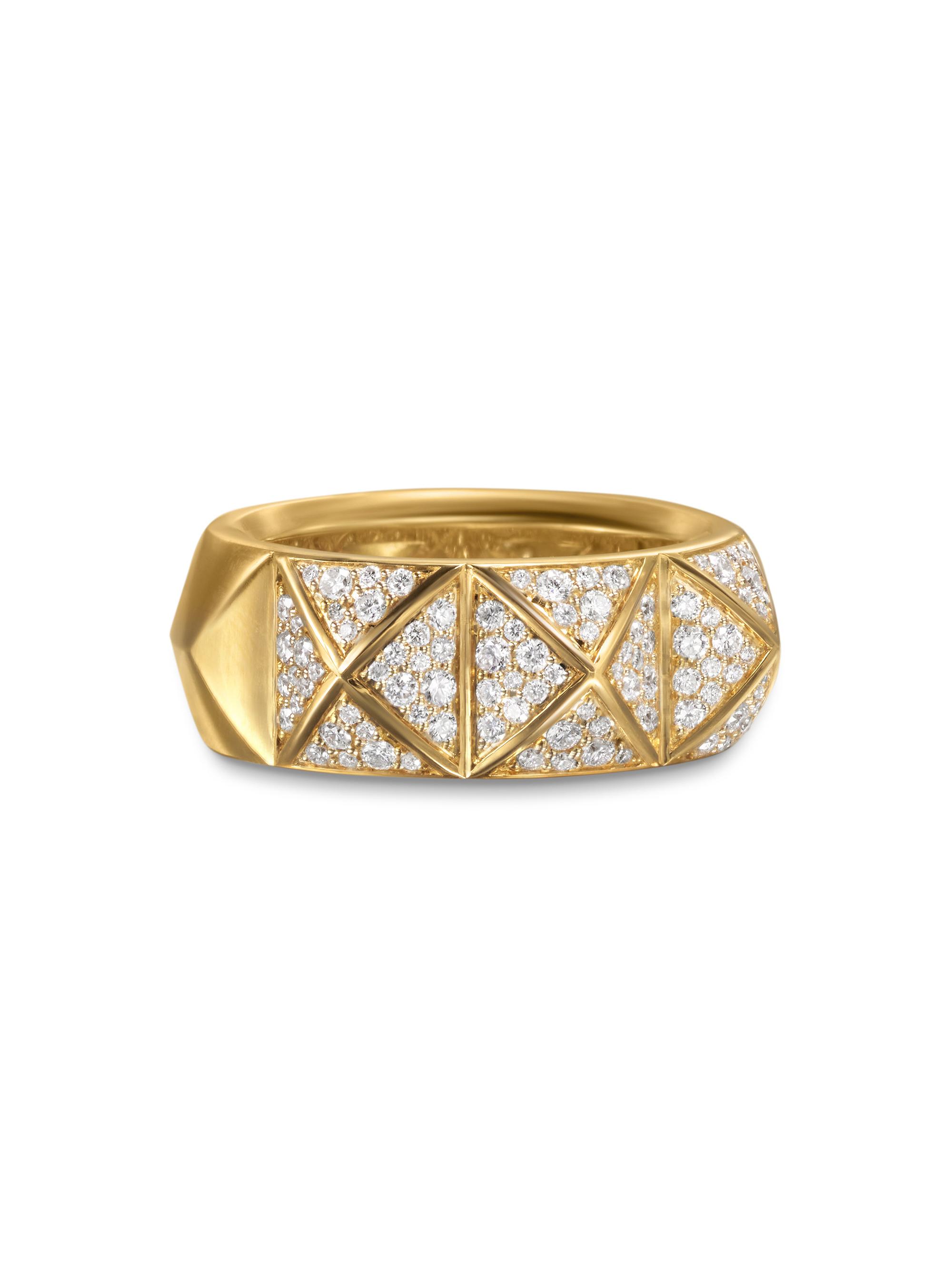 David Yurman Women's Pyramid Band Ring in 18K Yellow Gold - Diamond