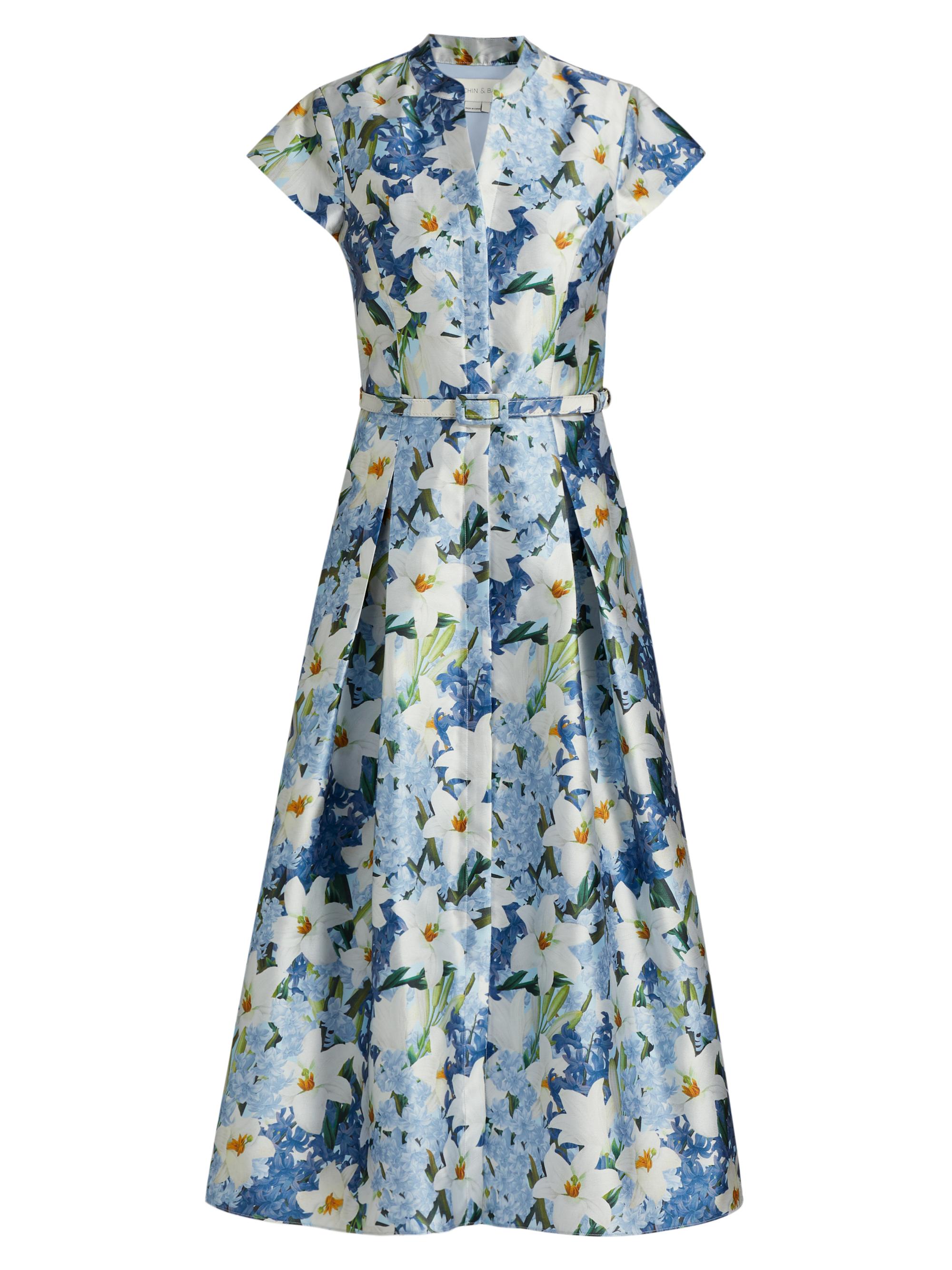 Sachin & Babi Women's Martine Floral Mikado Midi-Dress - Sky Blue Star Lillies