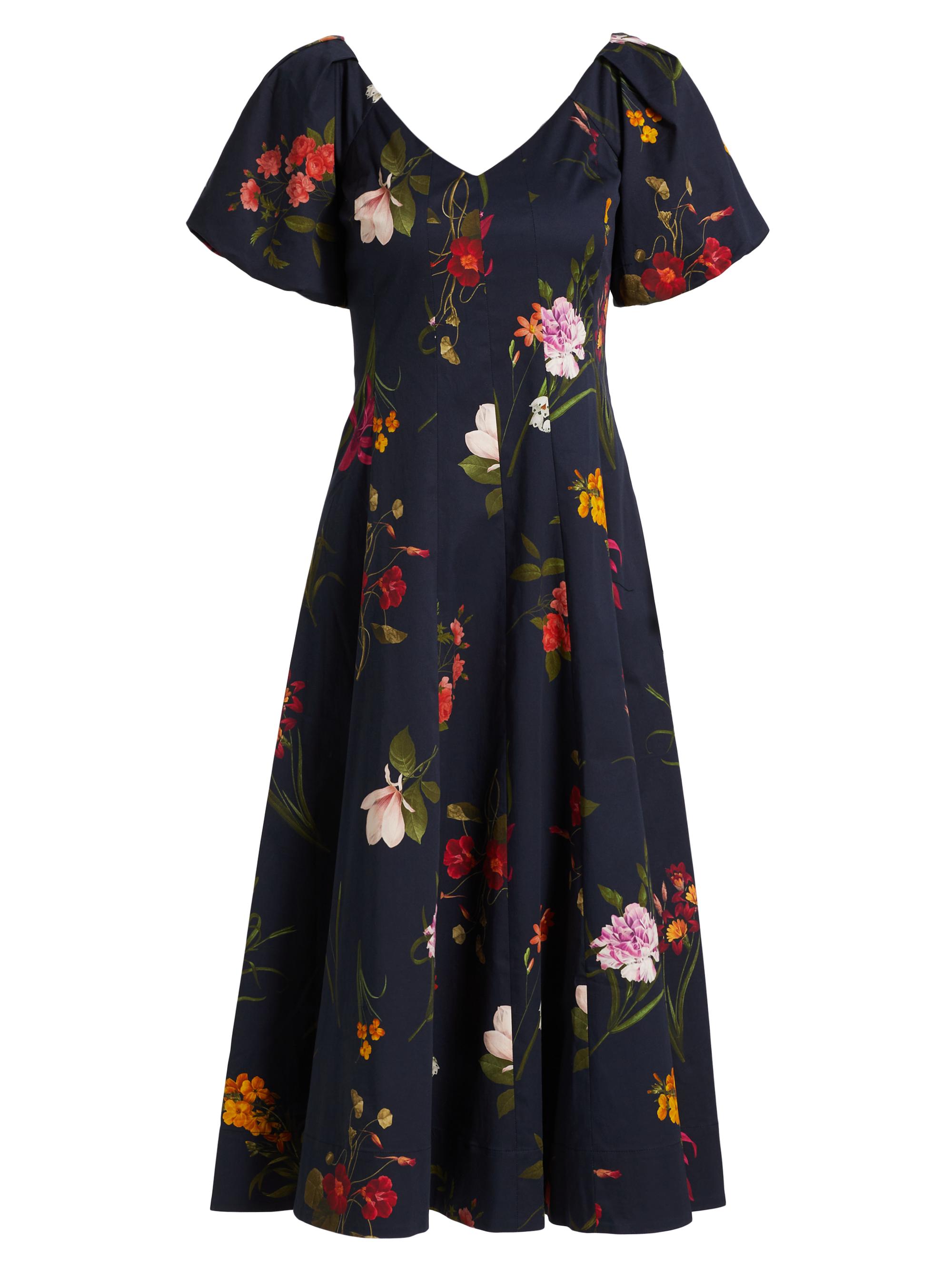 Sachin & Babi Women's Magnolia Floral Puff-Sleeve Cocktail Dress - Dark Midnight Bouquet