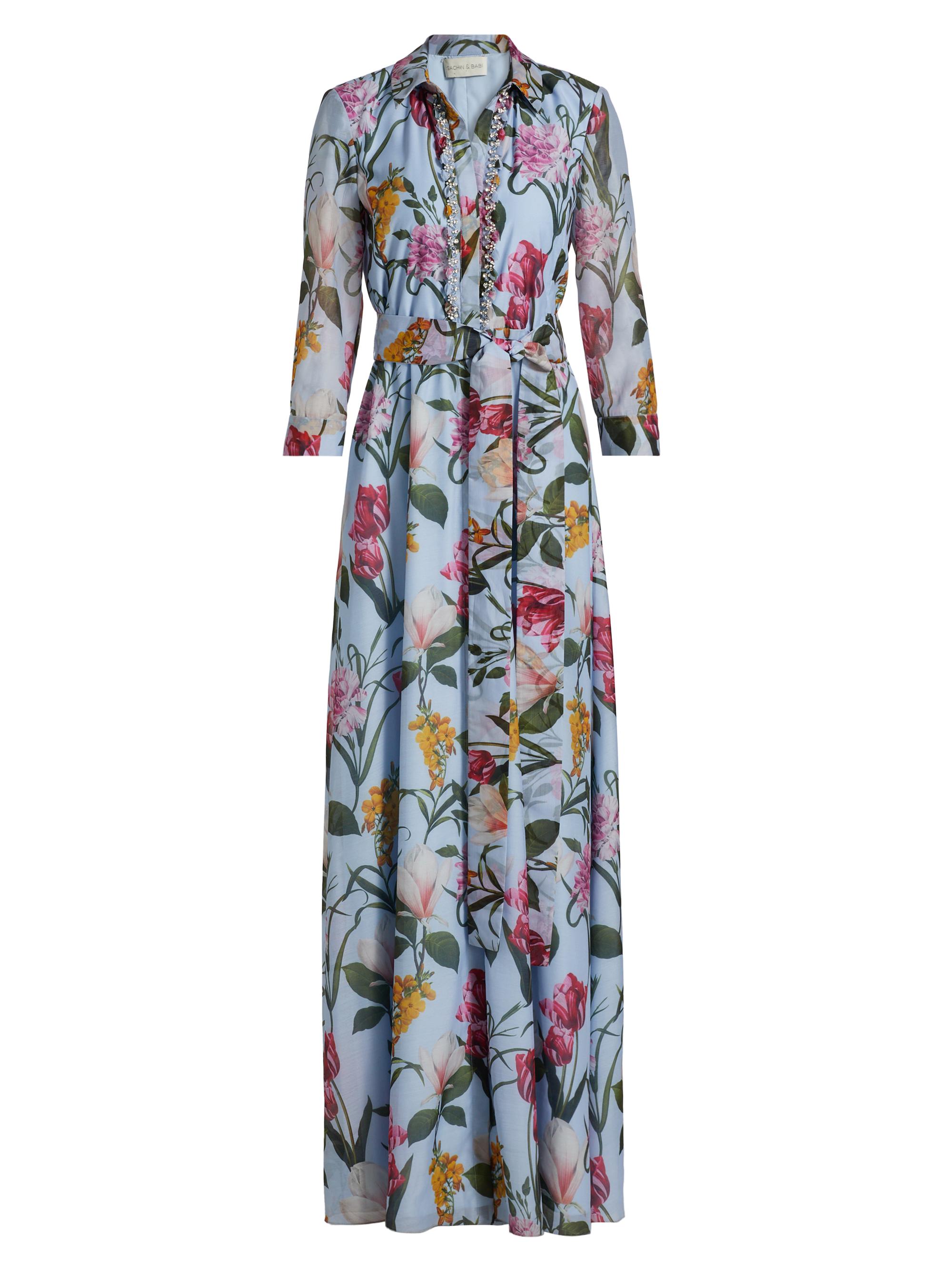 Sachin & Babi Women's Addison Floral Shirt Gown - Glacial Blue Blossoms