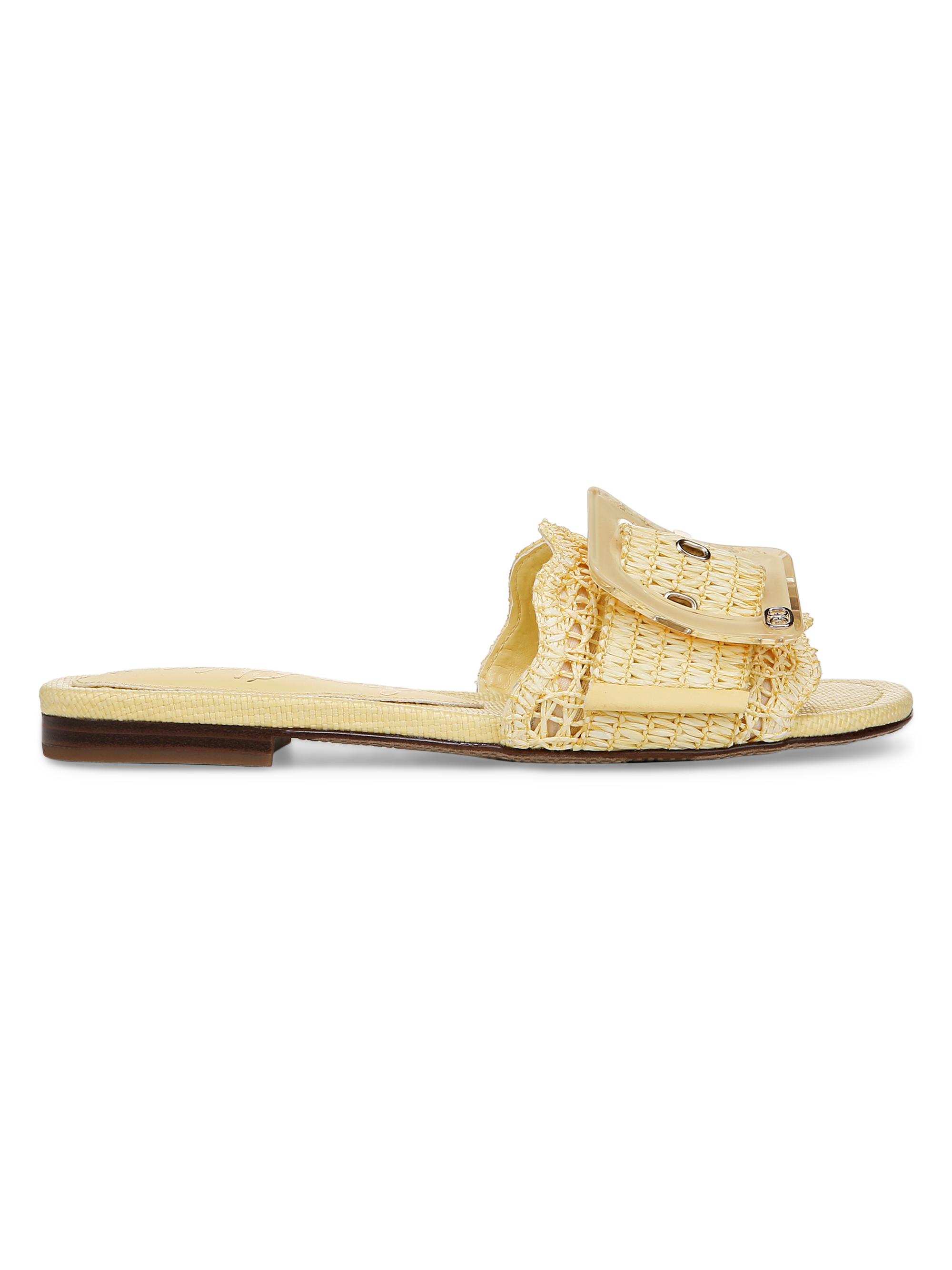 Sam Edelman Women's Bambi Raffia Slip-On Sandals - Buttercup