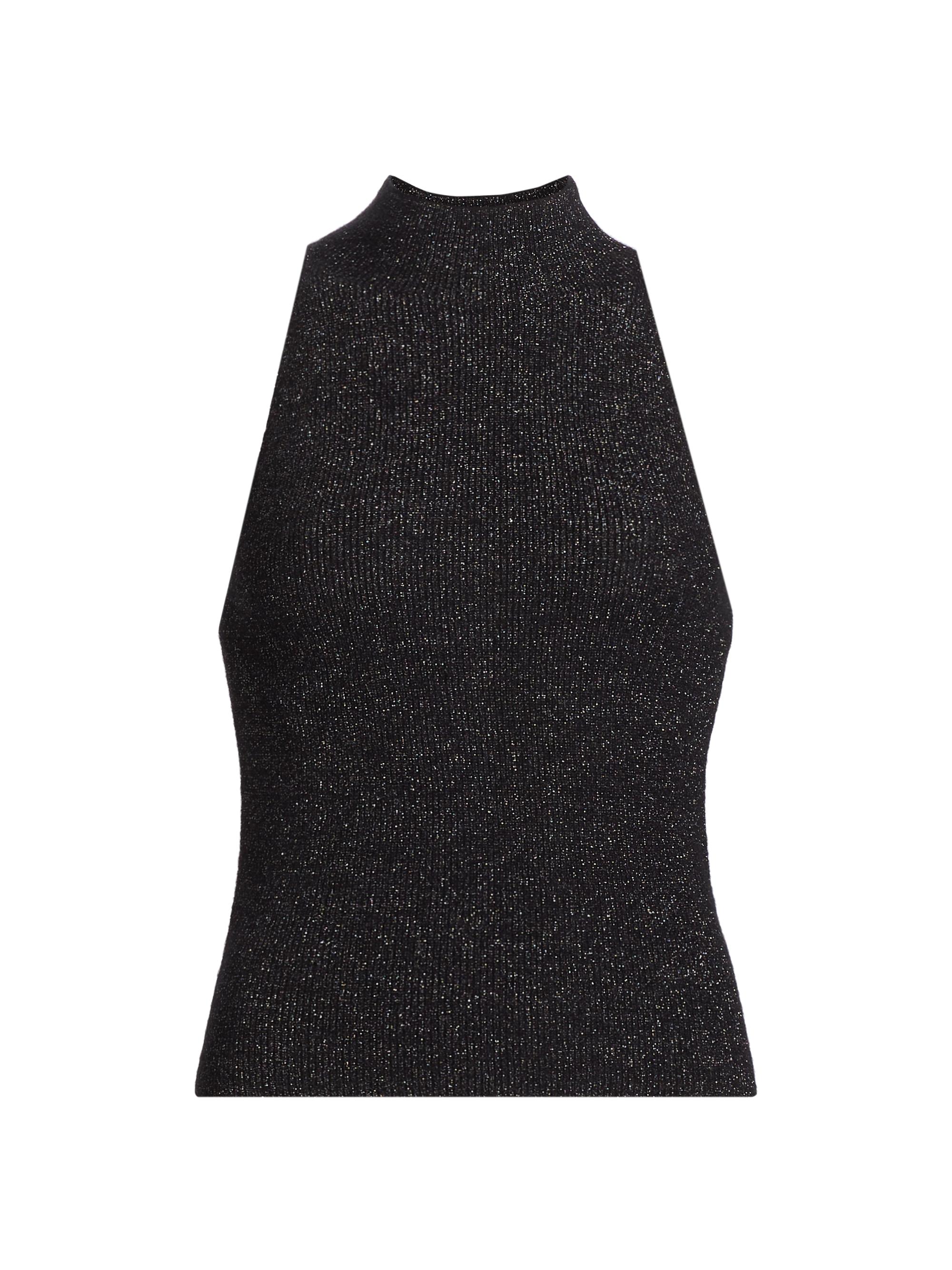 Vince Women's Metallic Mock-Turtleneck Tank - Black Metallic