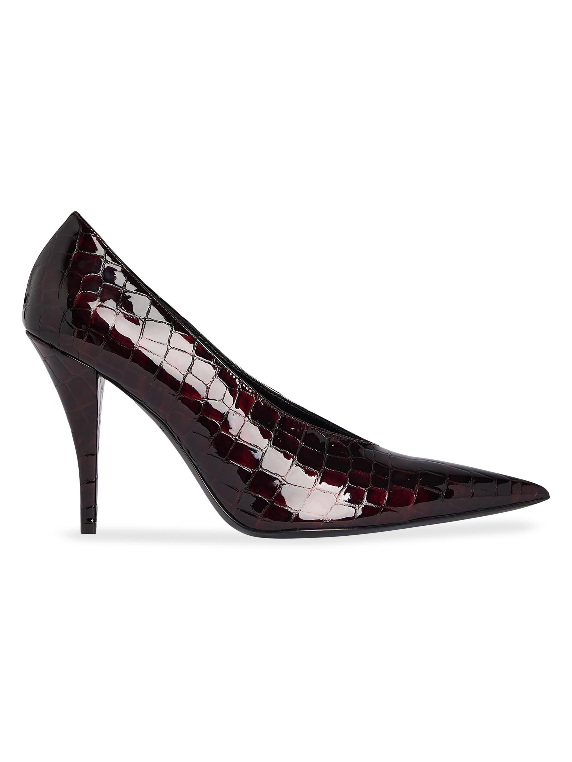 Retrofête Women's Maureen 75MM Leather Pumps - Burgundy Croco