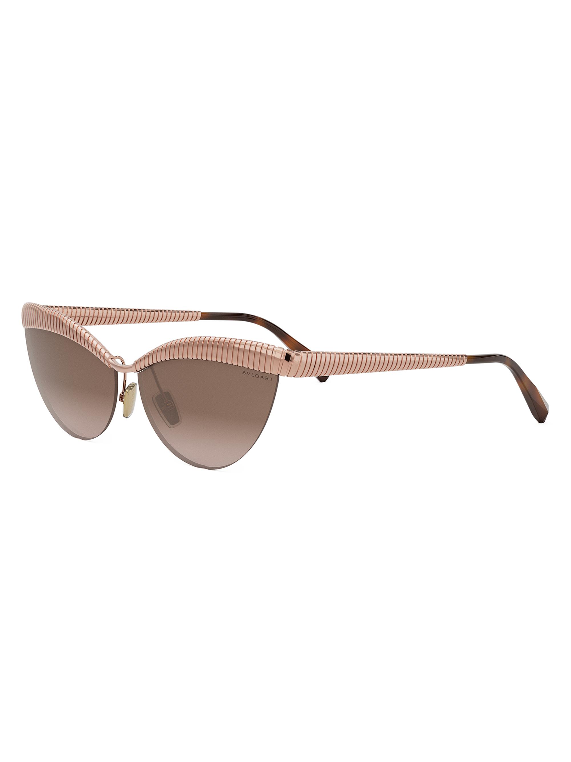 BVLGARI Women's Tubogas 61MM Oval Sunglasses - Brown Rose Gold Brown