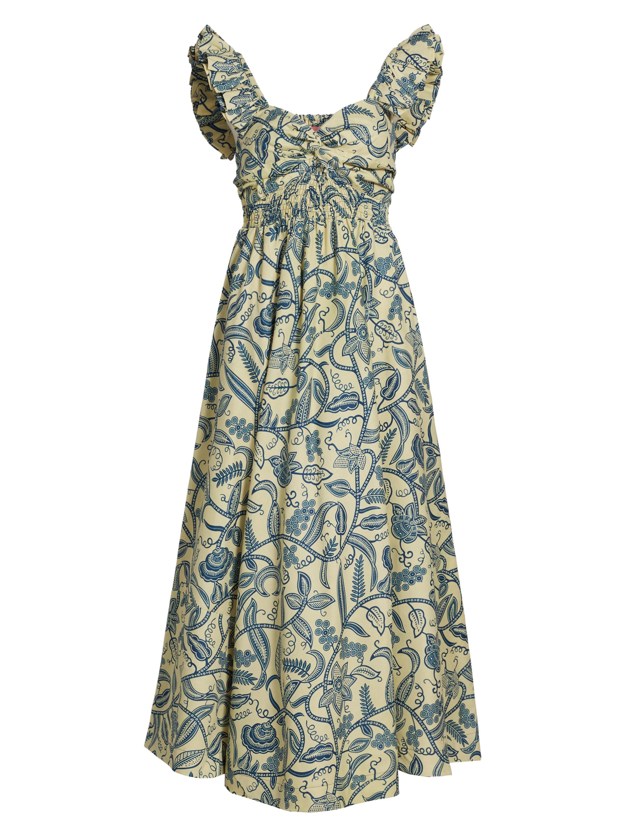 Elisamama Women's Ibukun Botanic Print Cotton A-line Maxi Dress - Lavender