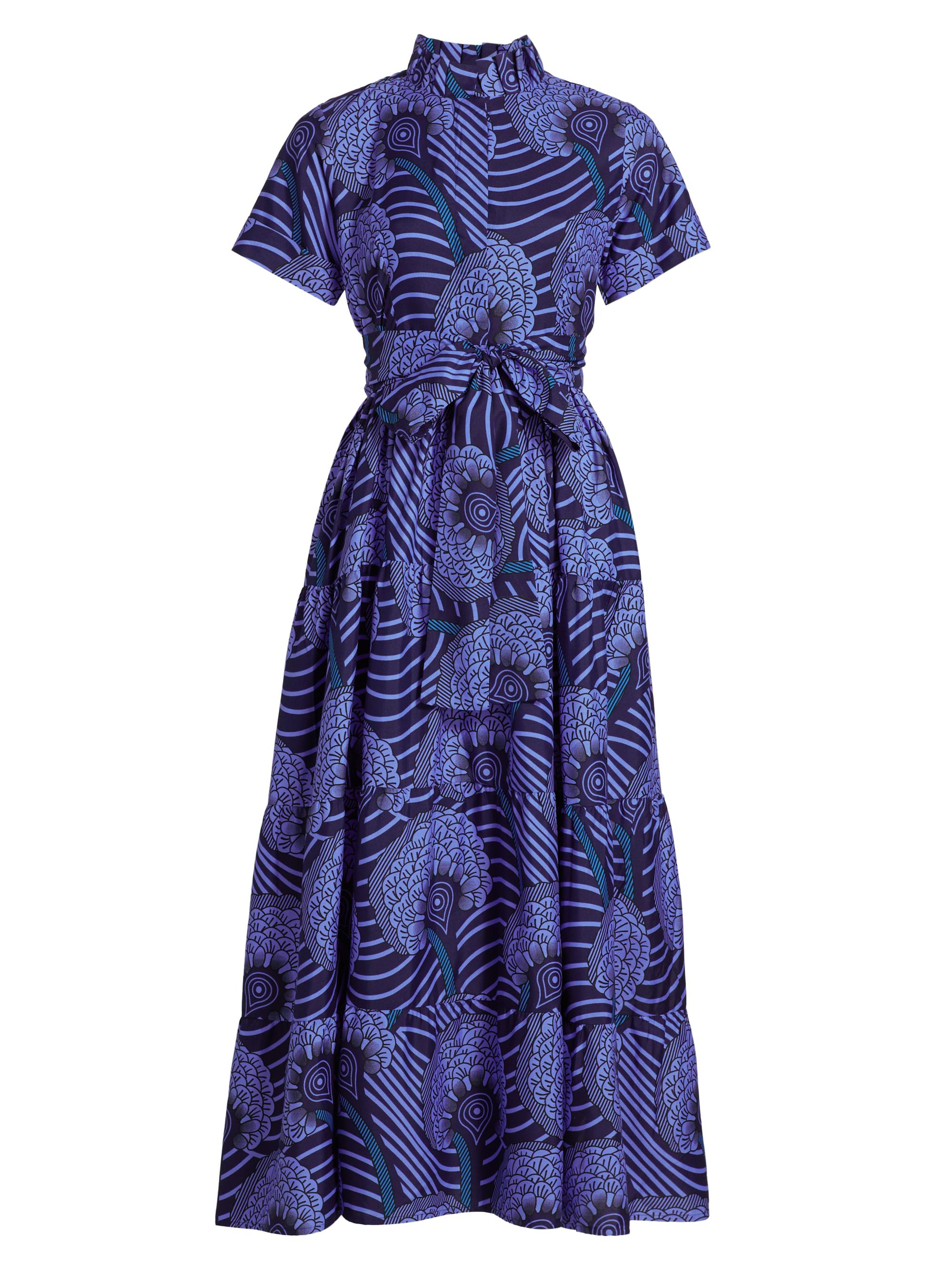 Elisamama Women's Olori Cotton Tie-Waist A-Line Maxi Dress - Blue