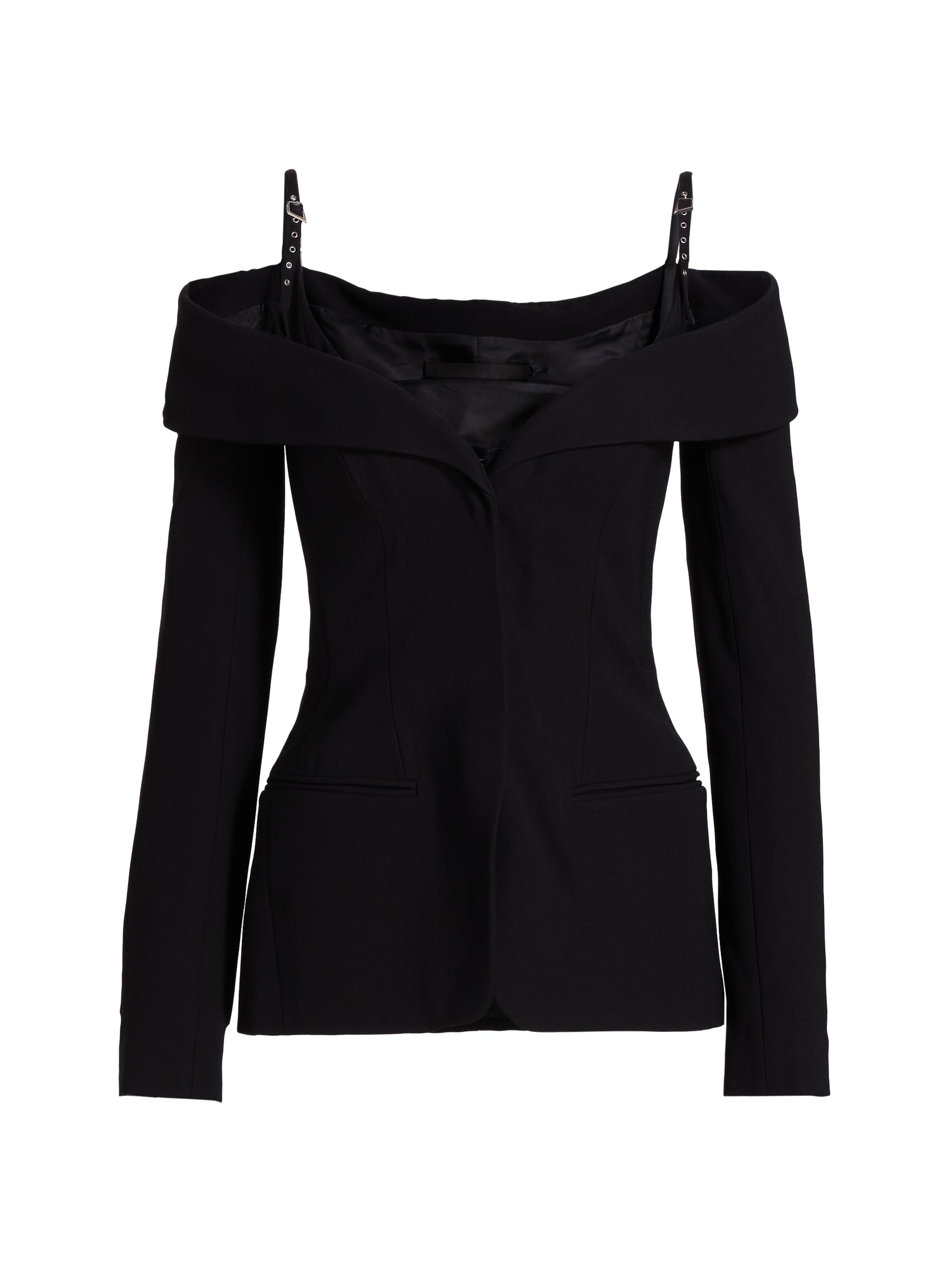 Mugler Women's Matte Off-the-Shoulder Jacket - Black
