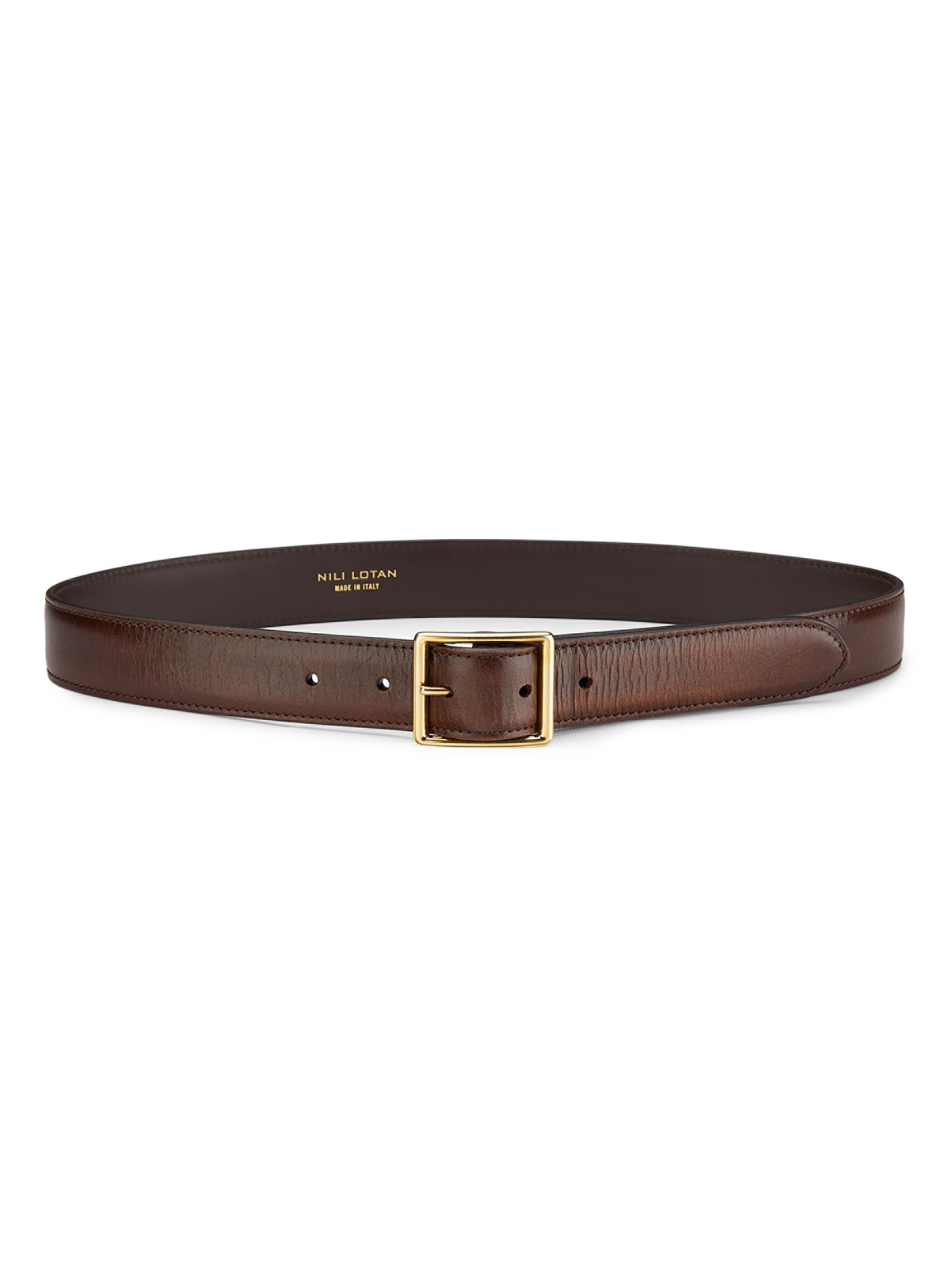 Nili Lotan Women's Gabriele Leather Belt - Espresso Gold