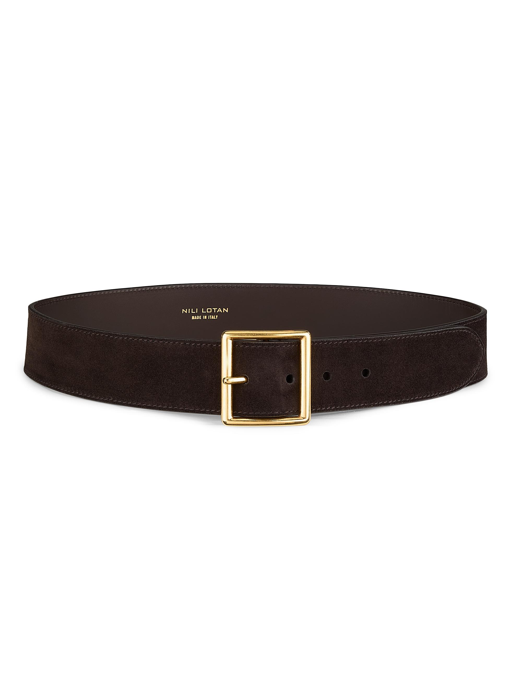 Nili Lotan Women's Marcela Leather Belt - Espresso Gold