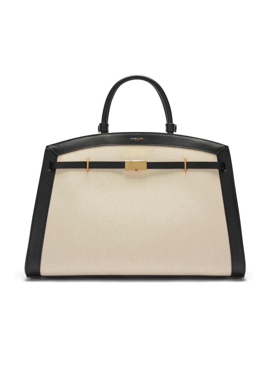 DeMellier Hudson Leather-Canvas Top Handle Bag | Saks Fifth
