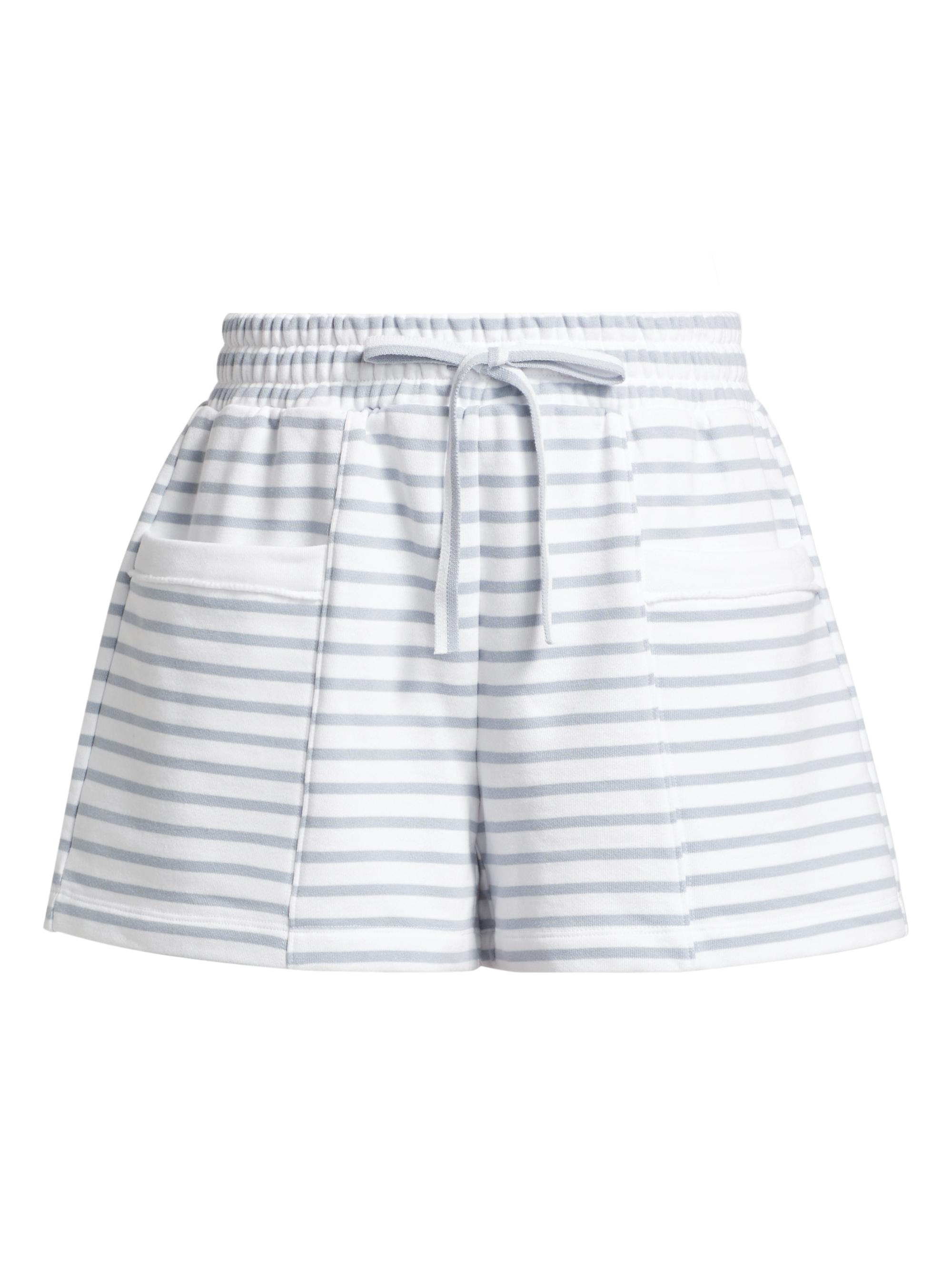 Stellae Dux Women's Striped Cotton Shorts - White Seaport