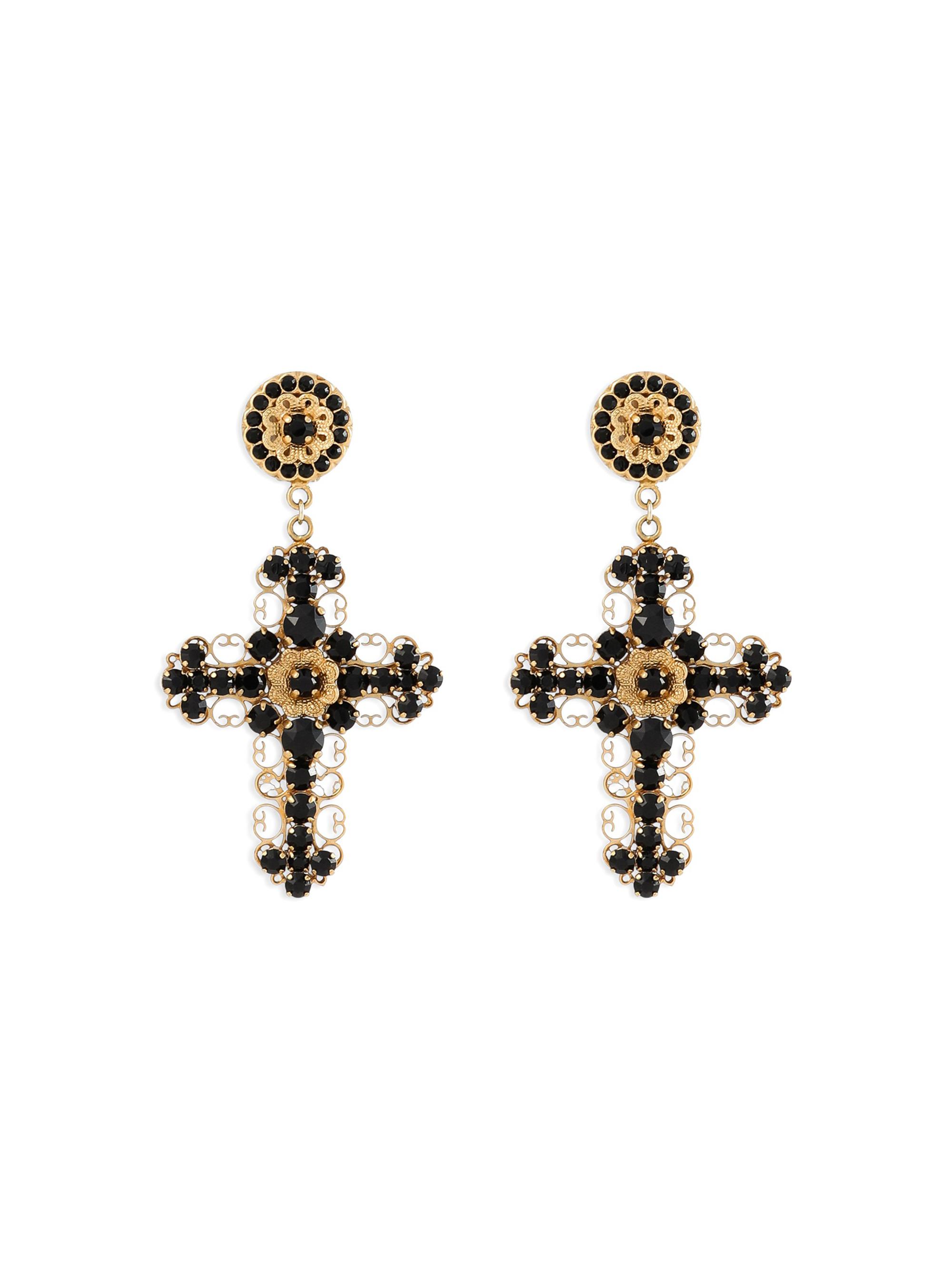 Dolce & Gabbana Women's Goldtone & Glass Crystal Cross Clip-On Drop Earrings - Gold