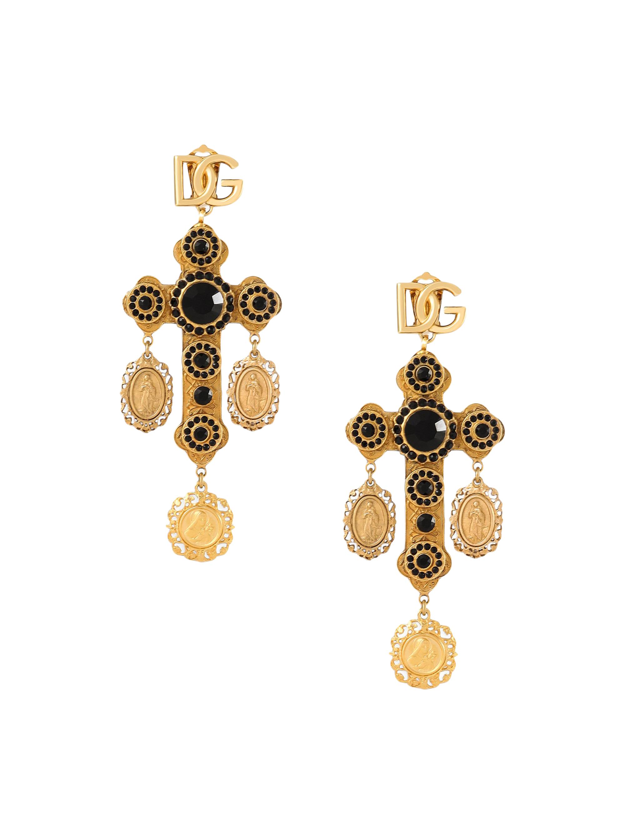 Dolce & Gabbana Women's Goldtone & Glass Crystal Cross Drop Earrings - Gold