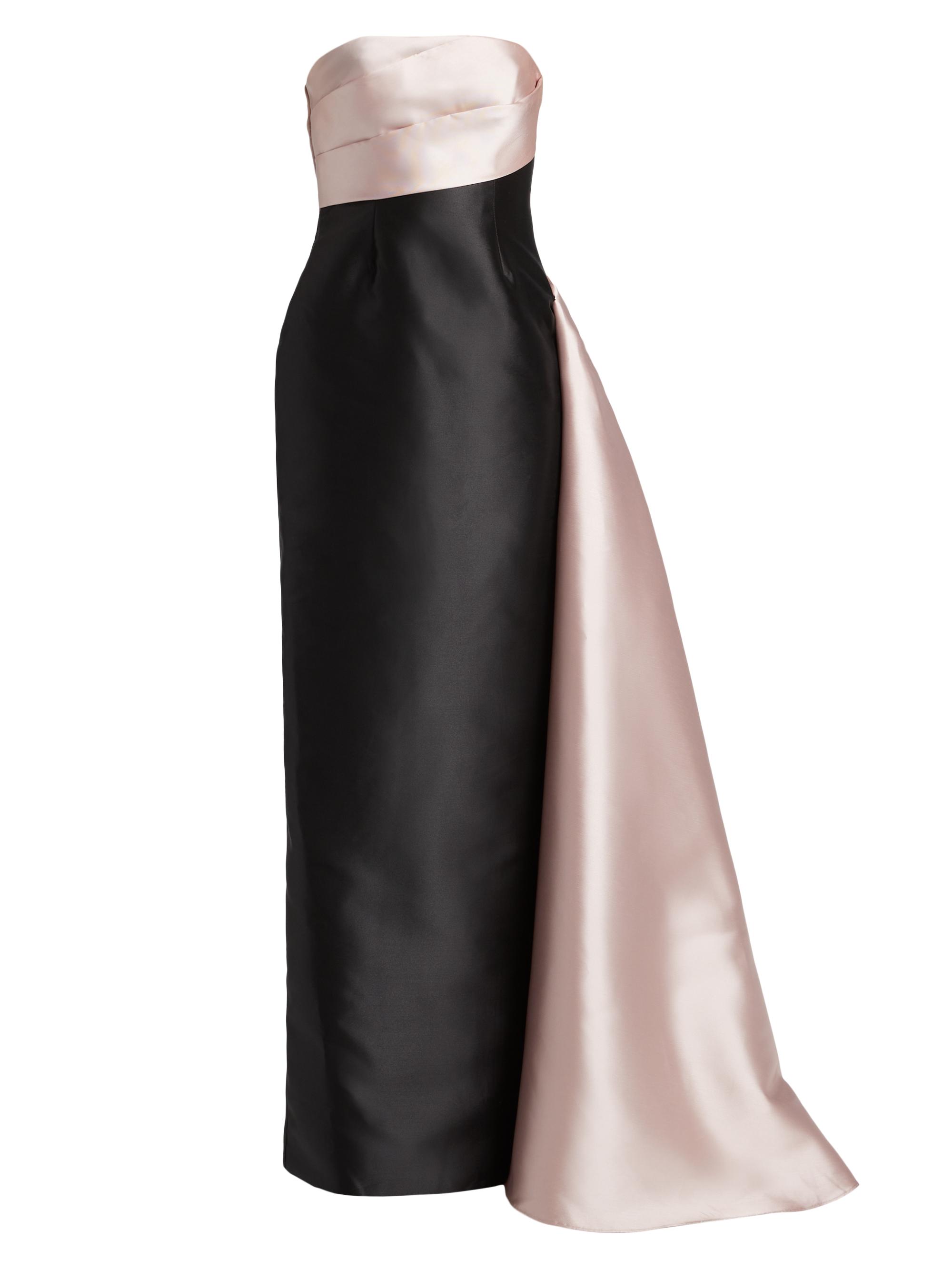 Rene Ruiz Collection Women's Colorblocked Satin Strapless Column Gown - Pink Black