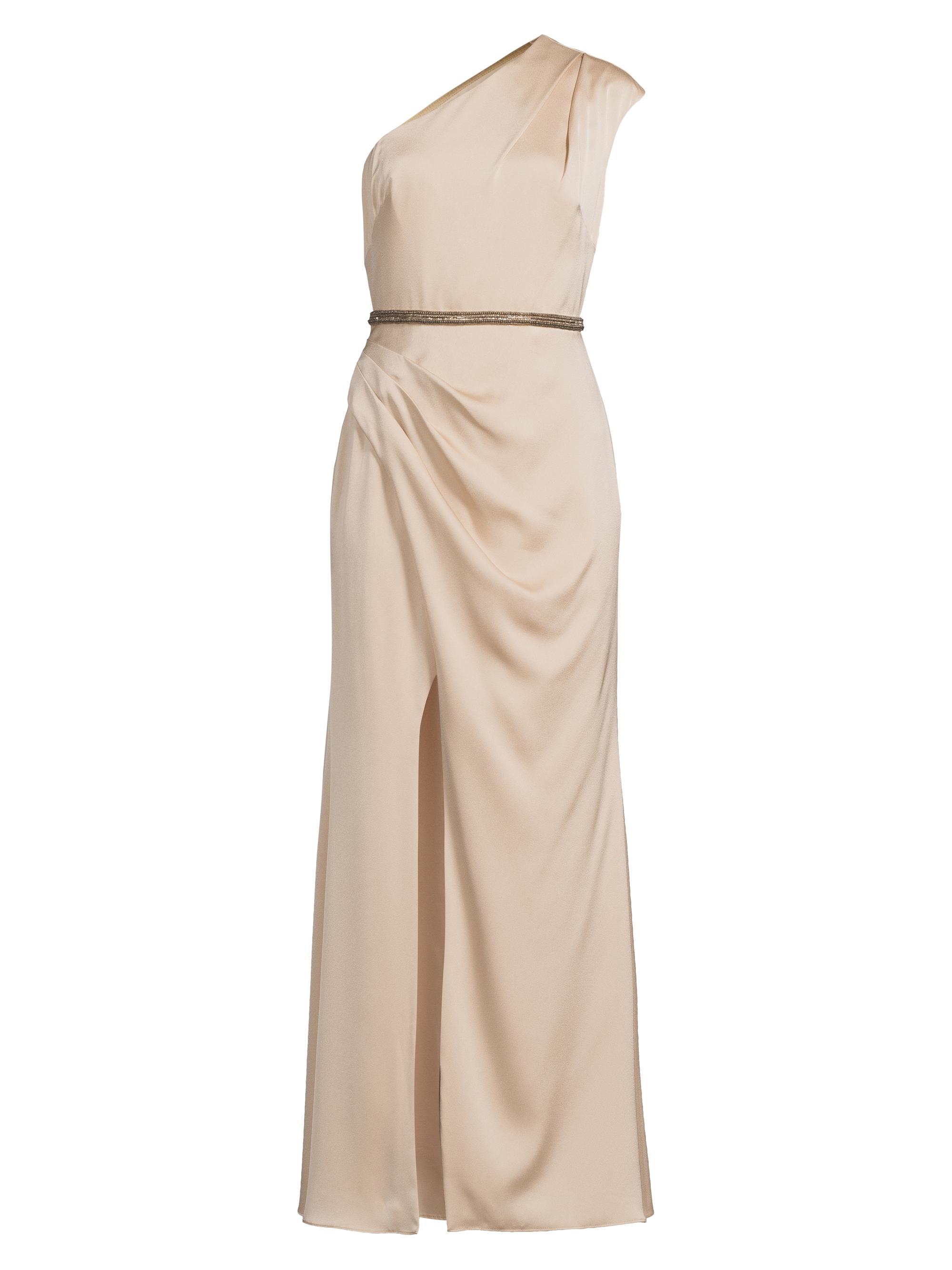 Aidan Mattox Women's Satin One-Shoulder A-Line Gown - Light Gold