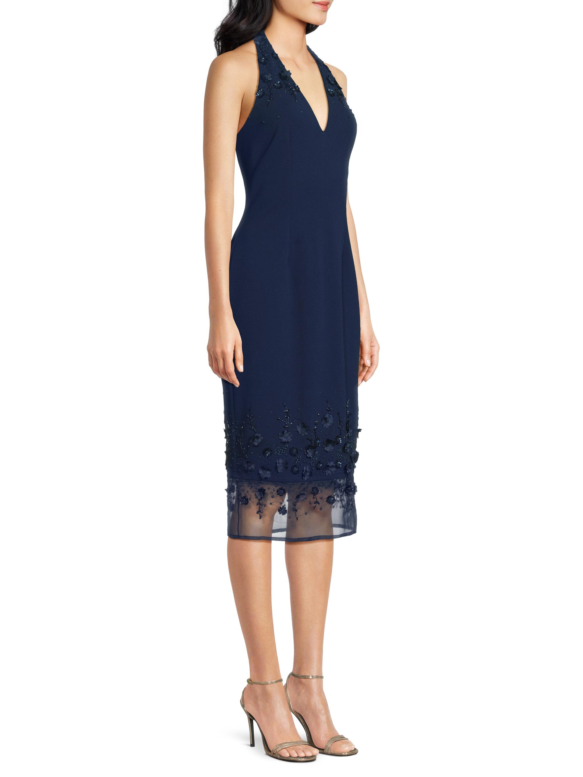 Aidan Mattox Beaded Halter Midi-Dress | Saks Fifth Avenue