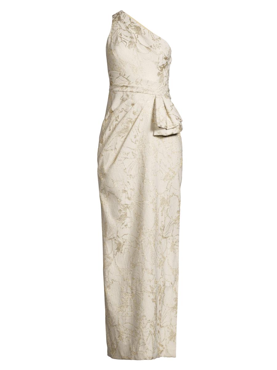 Aidan Mattox Jacquard One-Shoulder Column Gown | Saks Fifth Avenue