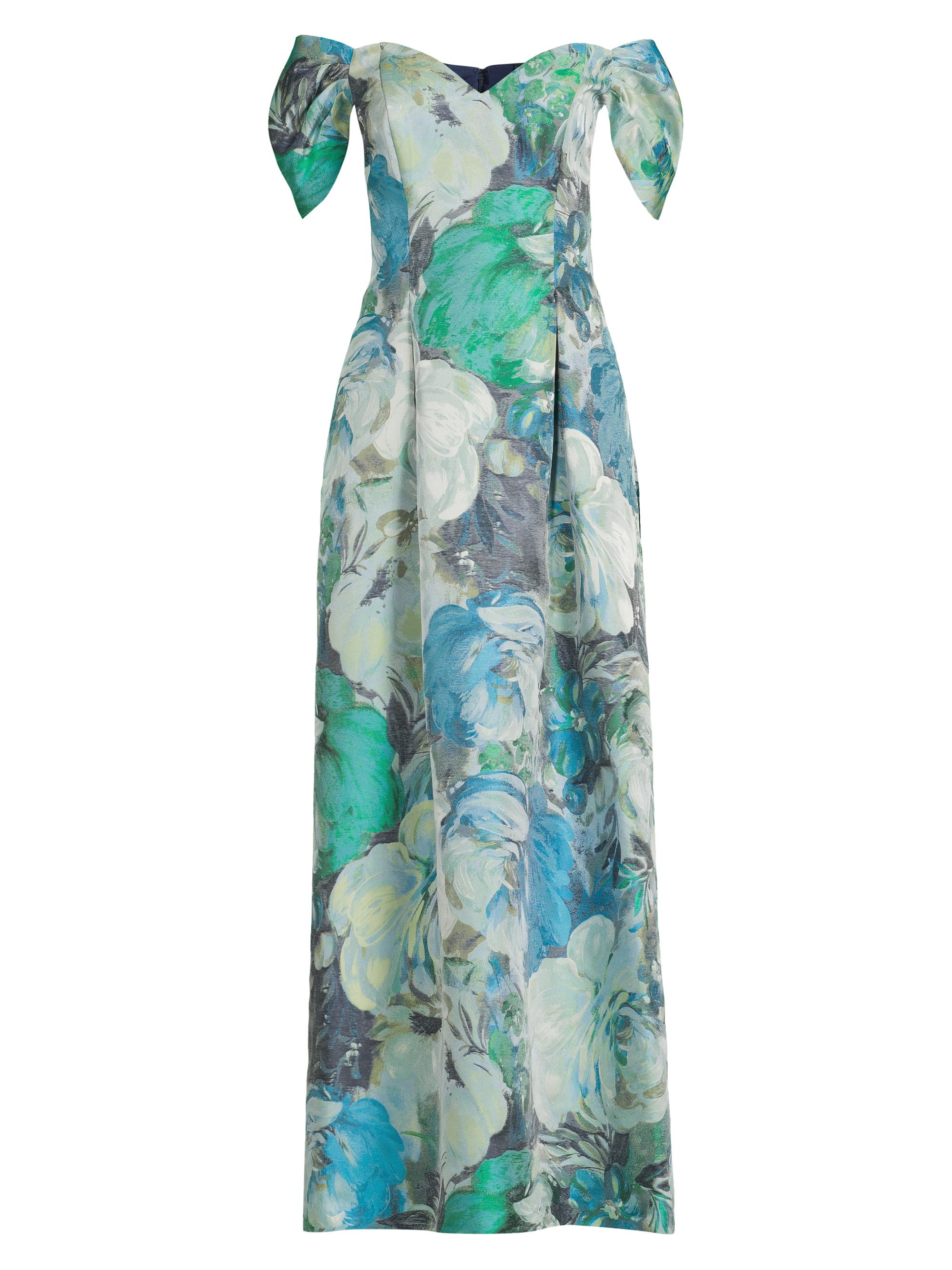Aidan Mattox Women's Floral Jacquard Gown - Blue Multi
