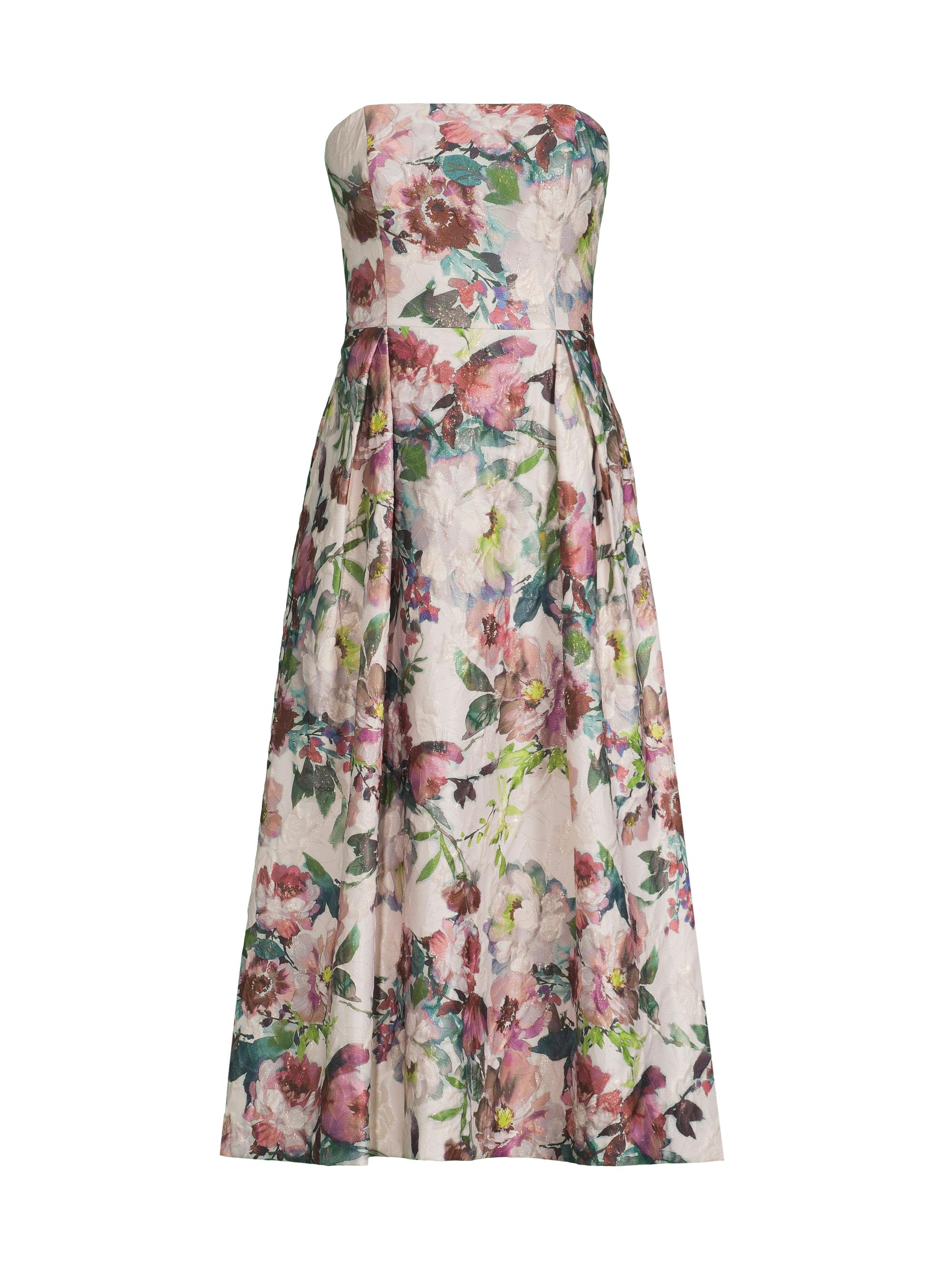 Aidan Mattox Women's Floral Jacquard Strapless A-Line Midi-Dress - Pink Multi