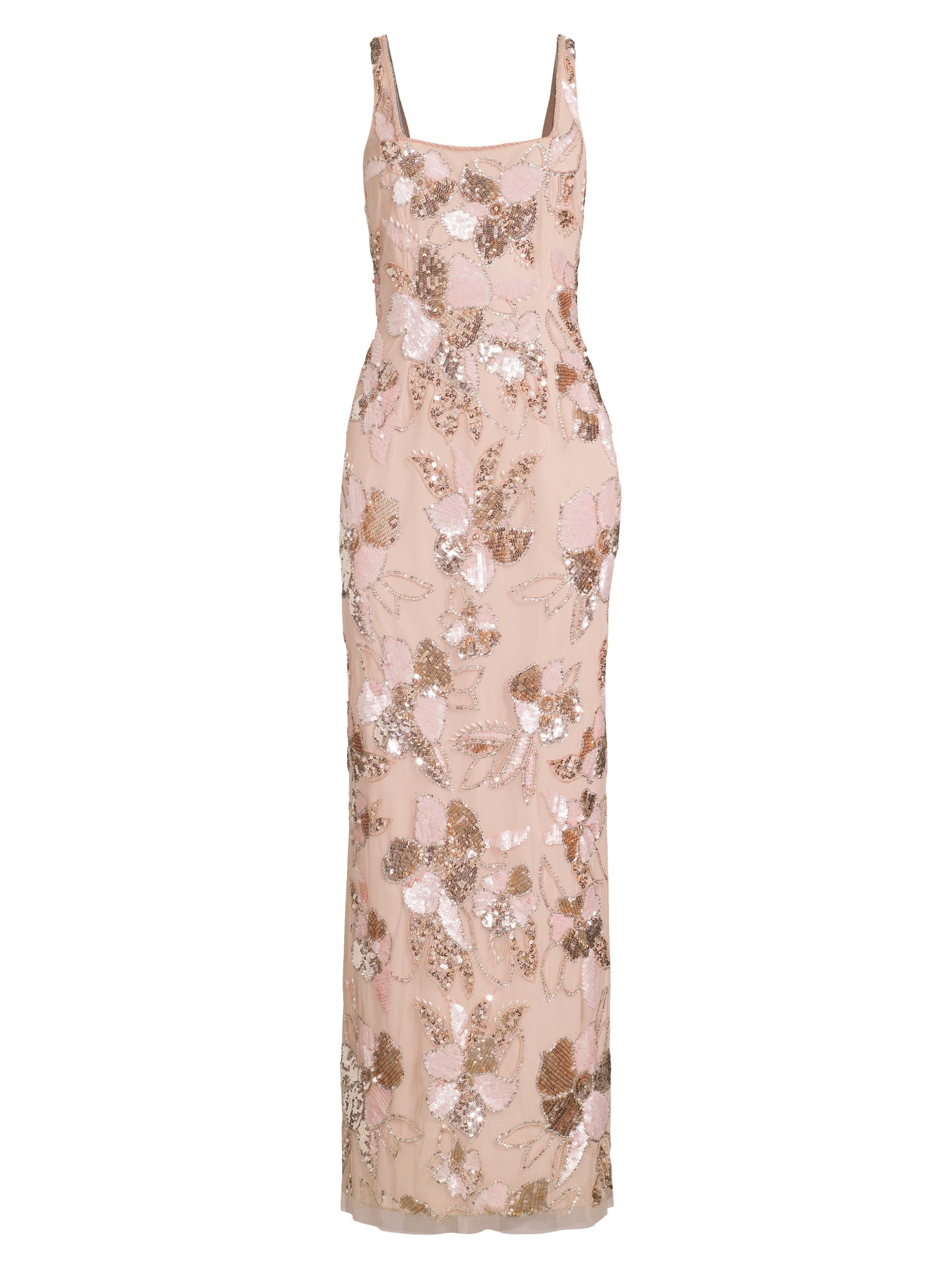 Aidan Mattox Women's Floral Beaded Sleeveless Gown - Pink