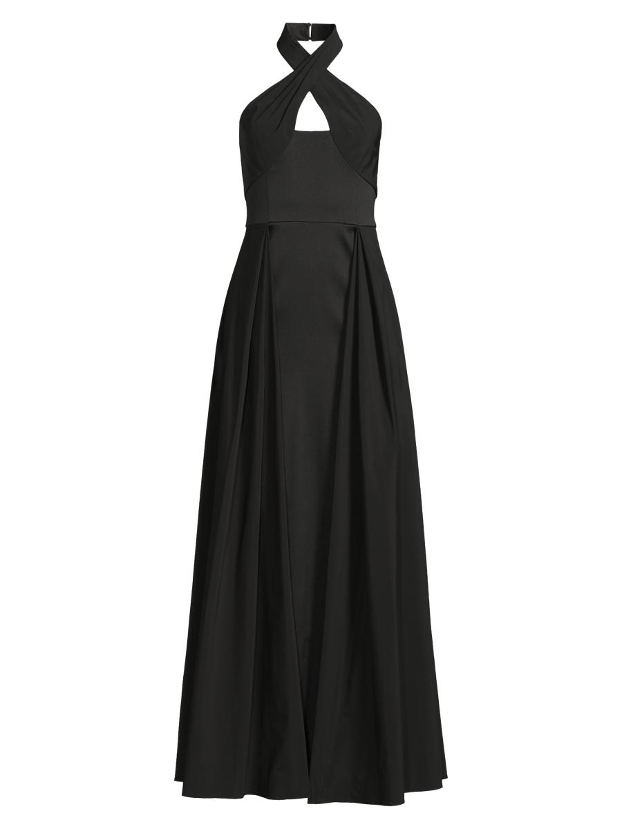 Aidan Mattox womens Crossover Halter Gown, 4, Black, Women's