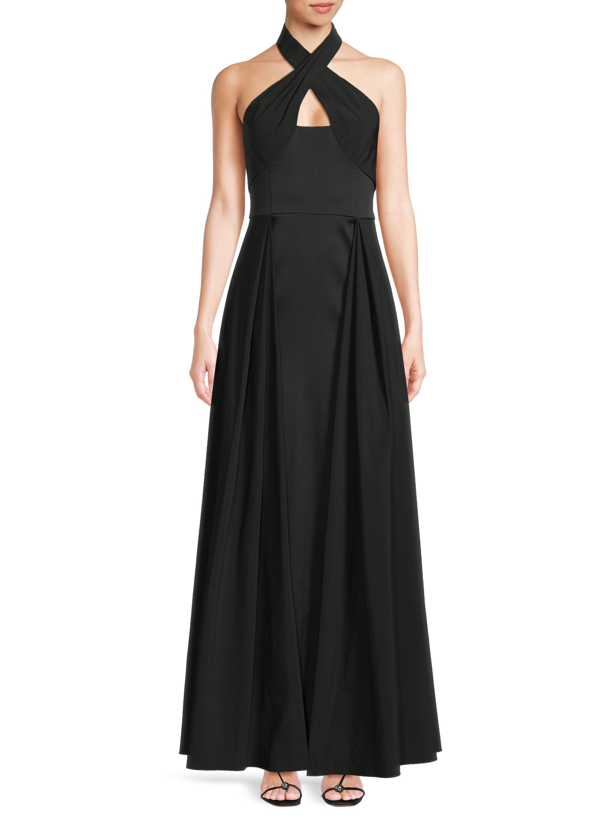 knee length dresses for ladies Aidan Mattox- Metallic Knit Halter Gown