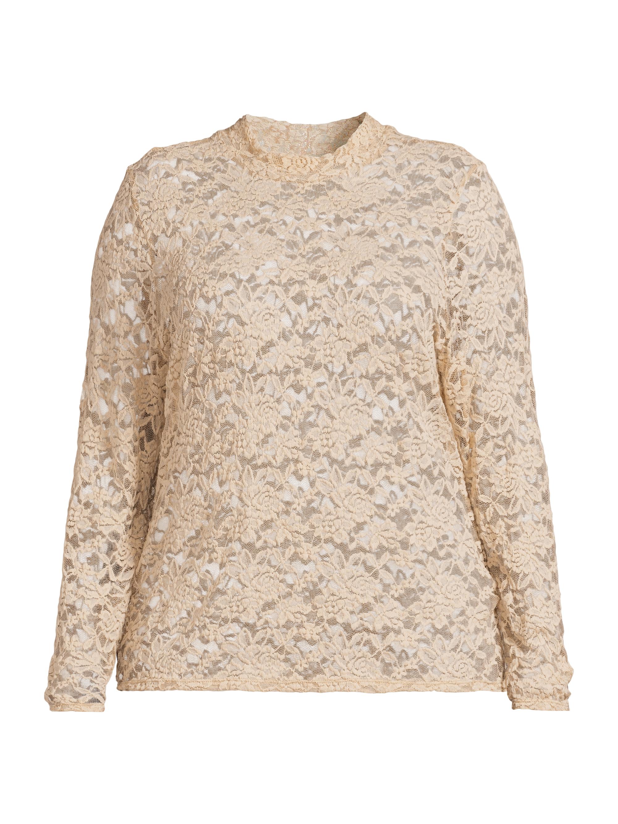 Baacal Women's Plus Nova Stretch Lace Top - Cream