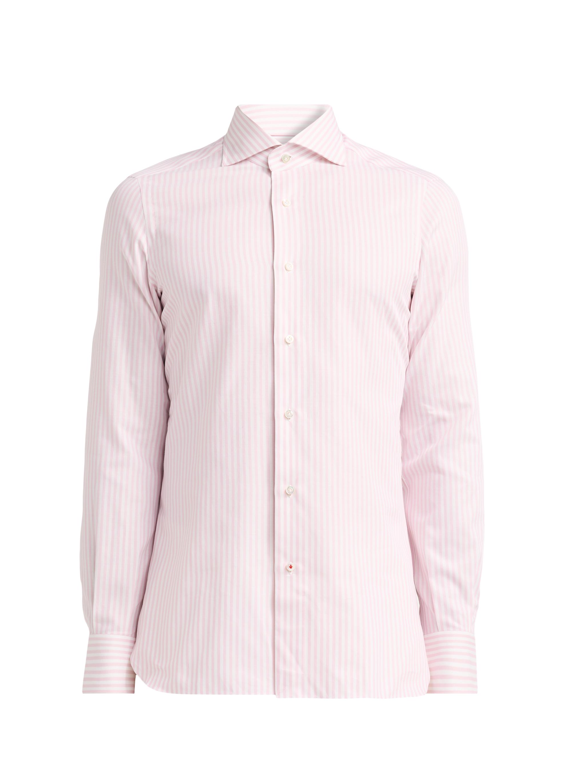 Isaia Men's Faded Bengal Stripe Cotton Shirt - White Pink