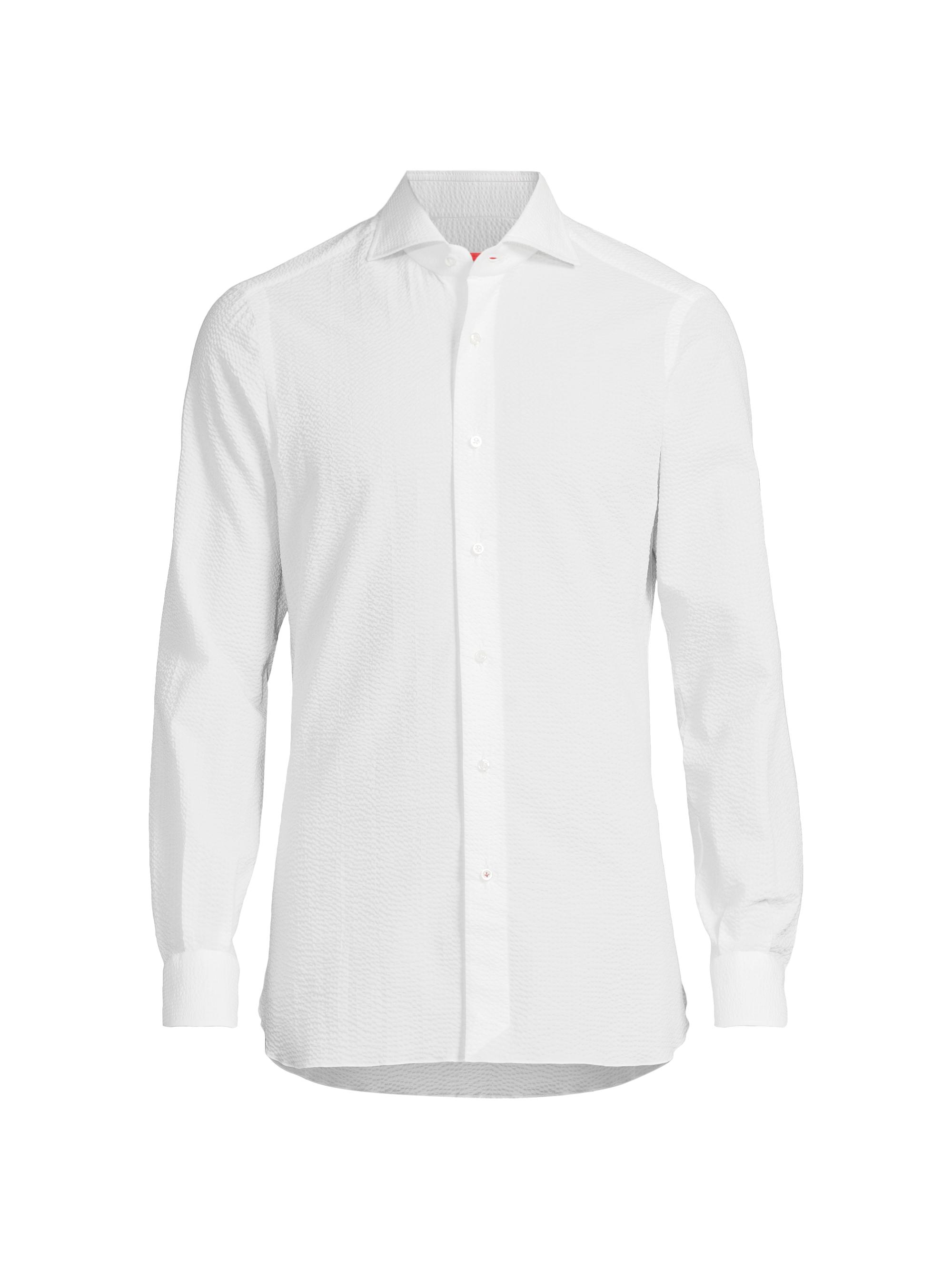 Isaia Men's Seersucker Cotton Shirt - White