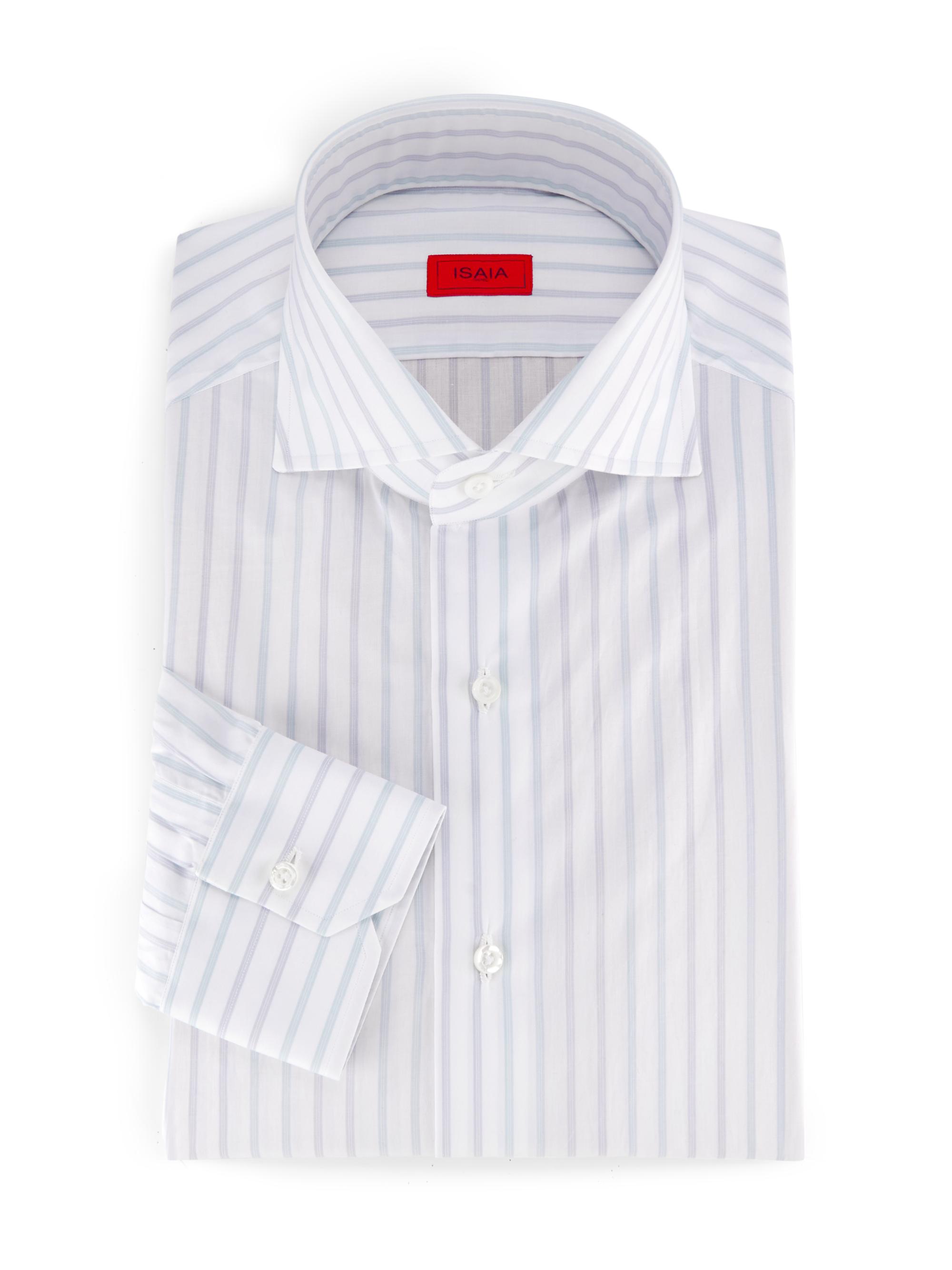 Isaia Men's Rigato Cotton Shirt