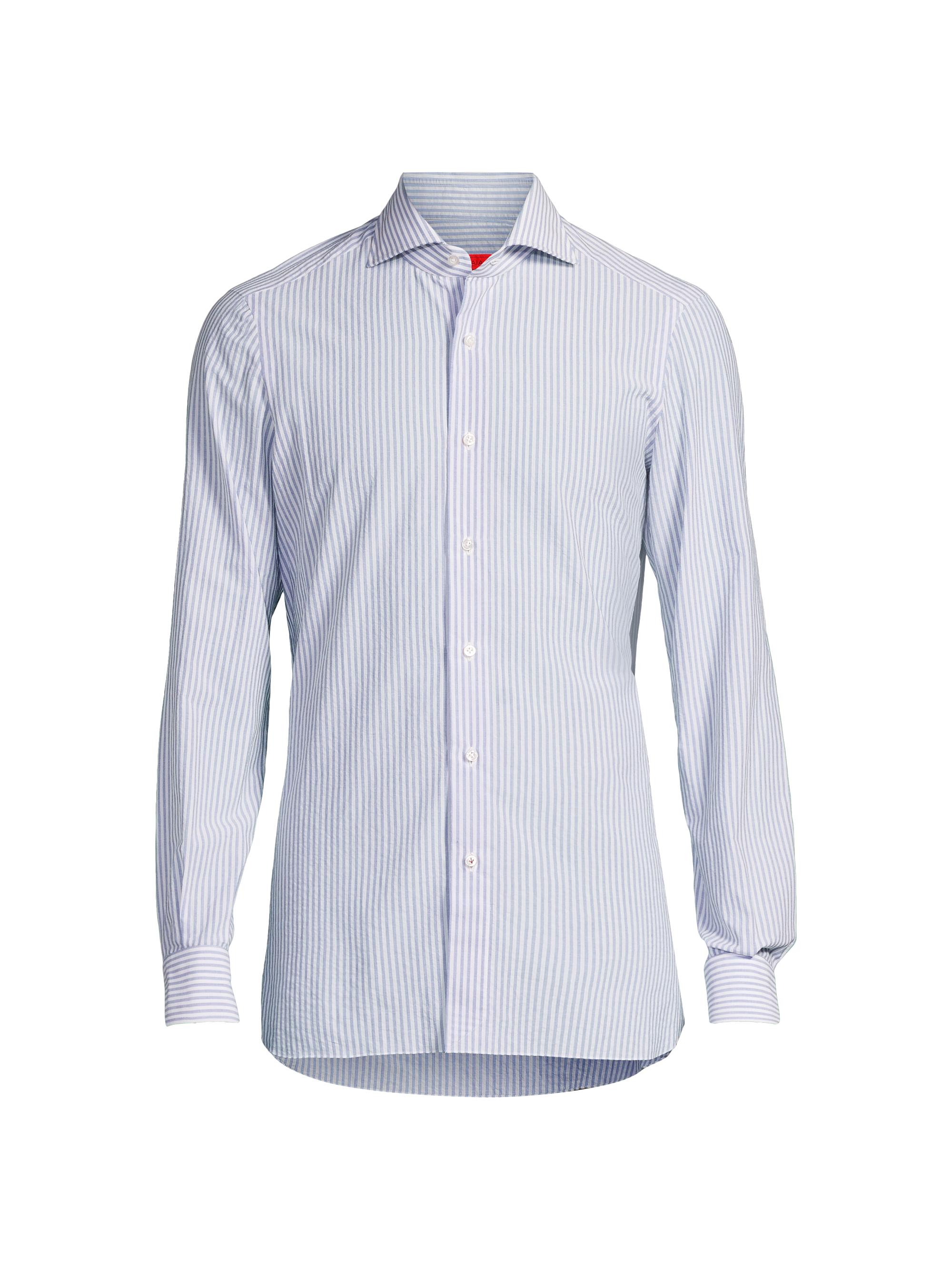Isaia Men's Seersucker Pinstripe Cotton Shirt - Light Blue