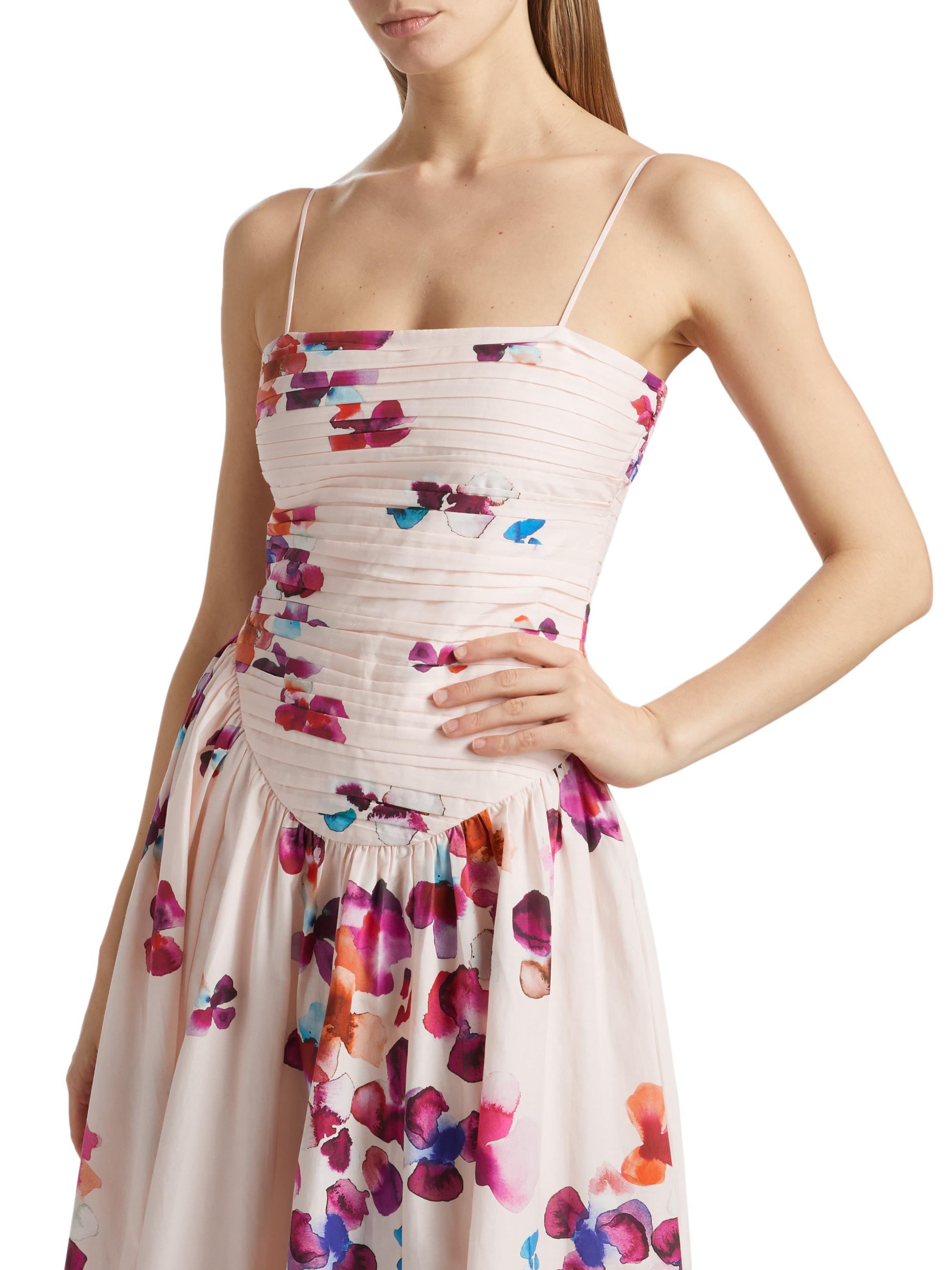 Amur Michele Pleated Floral Midi-Dress | Saks Fifth Avenue