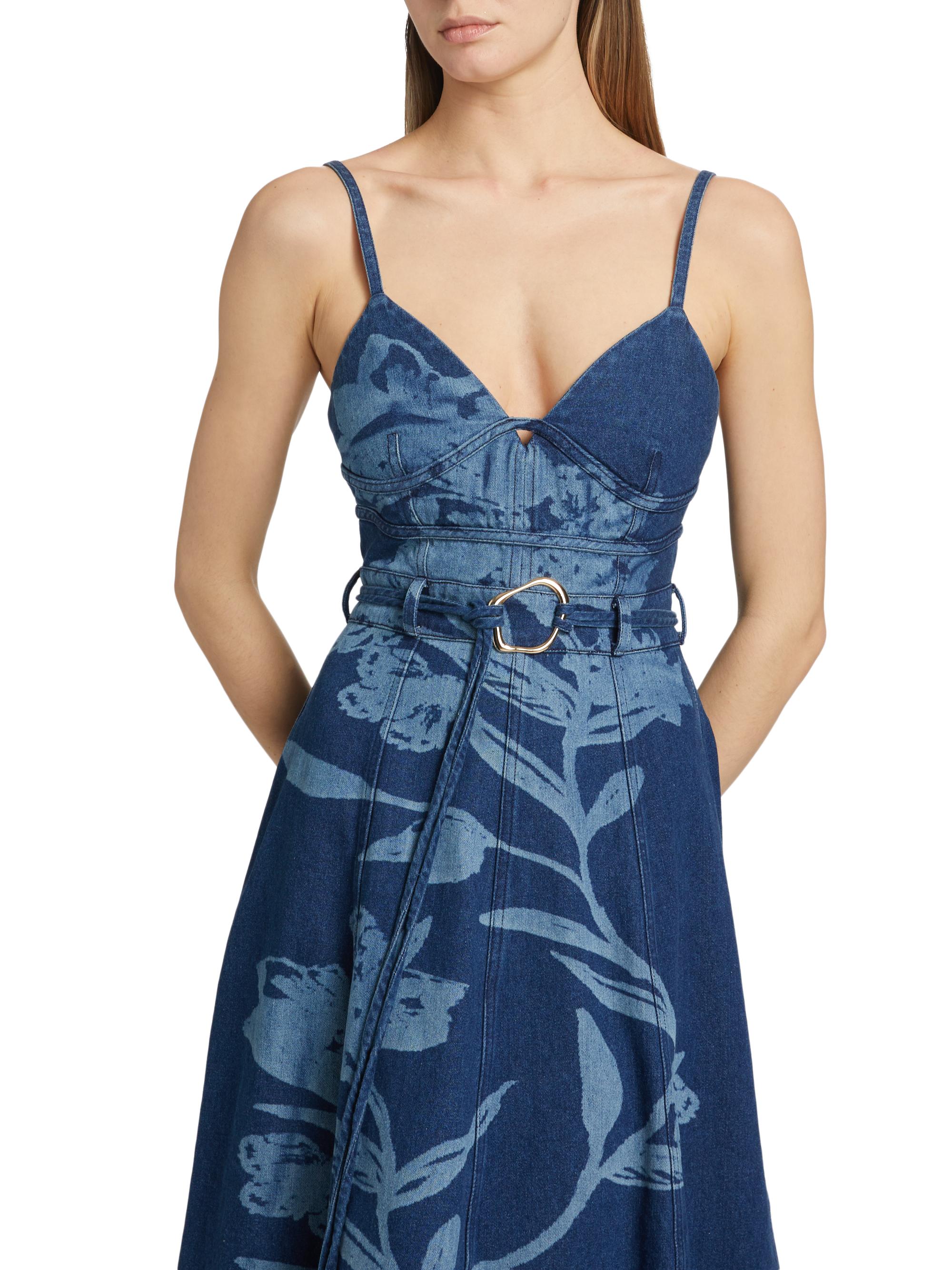 Amur Dana Printed Denim Midi-Dress | Saks Fifth Avenue