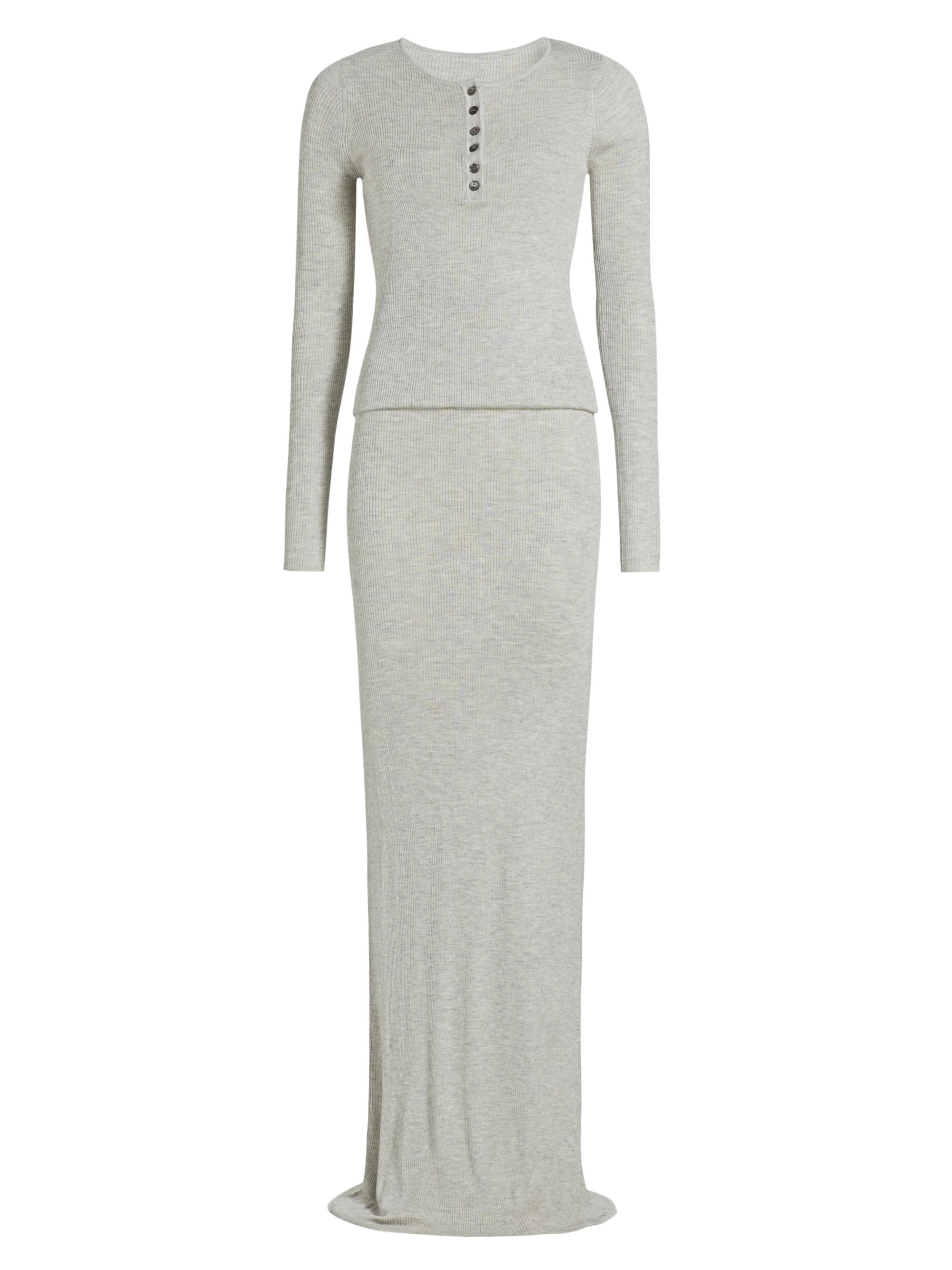 Brandon Maxwell Women's Tilda Jersey Henley Maxi Dress - Heather Grey