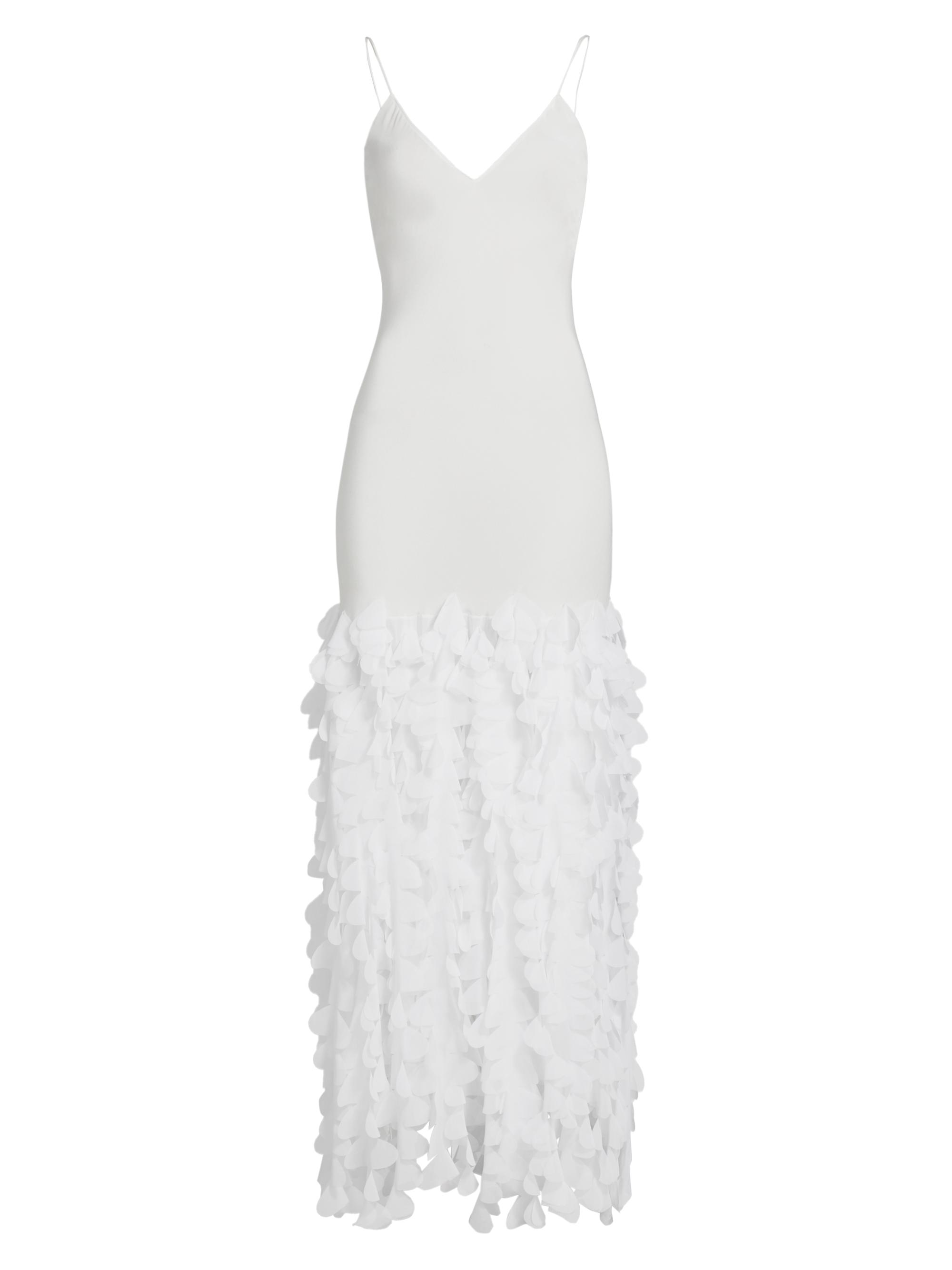 Brandon Maxwell Women's Primrose Textured Hem Slip Gown - White