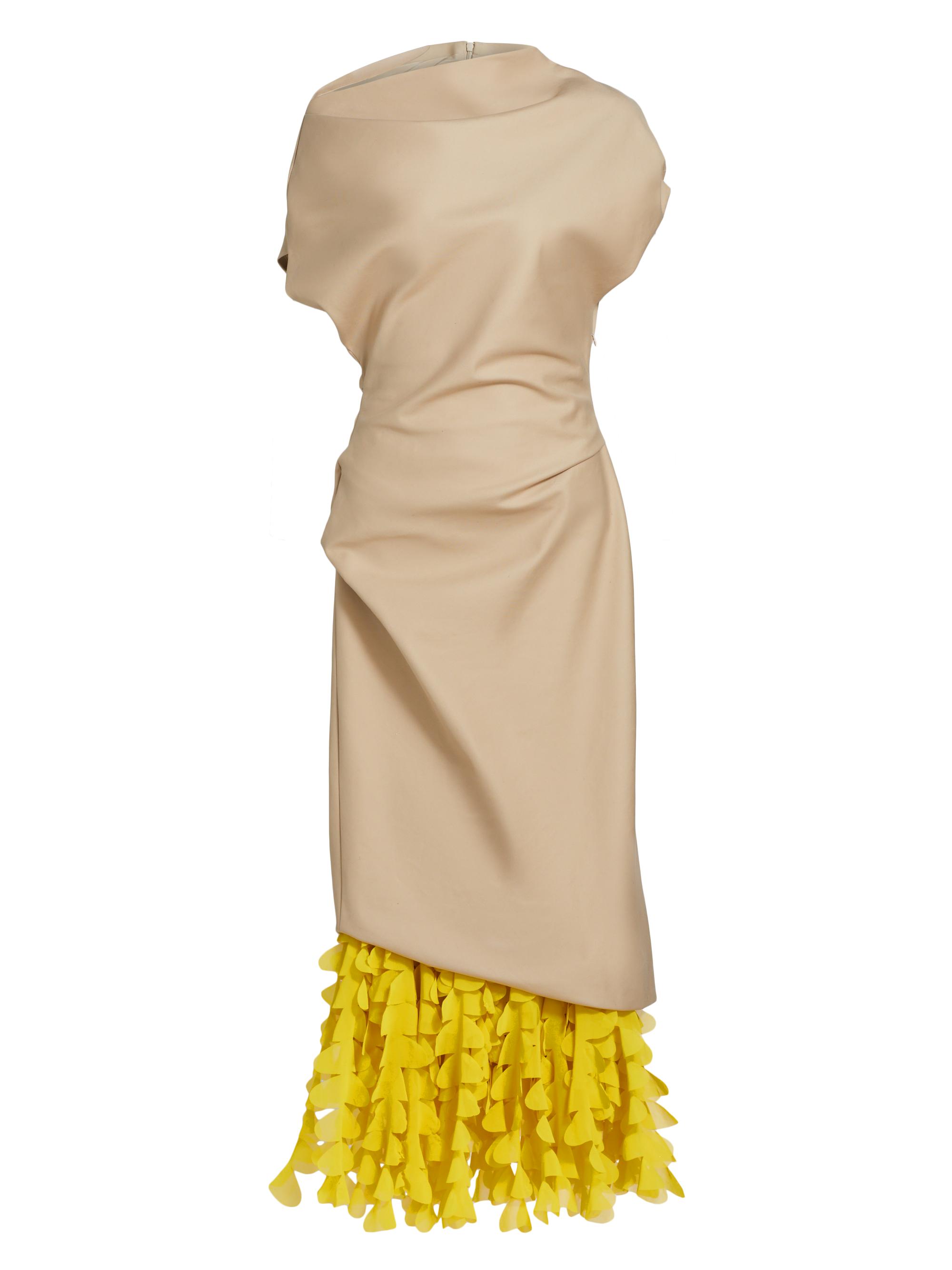 Brandon Maxwell Women's Lainey Draped Embroidered Hem Dress - Light Khaki Olive Oil