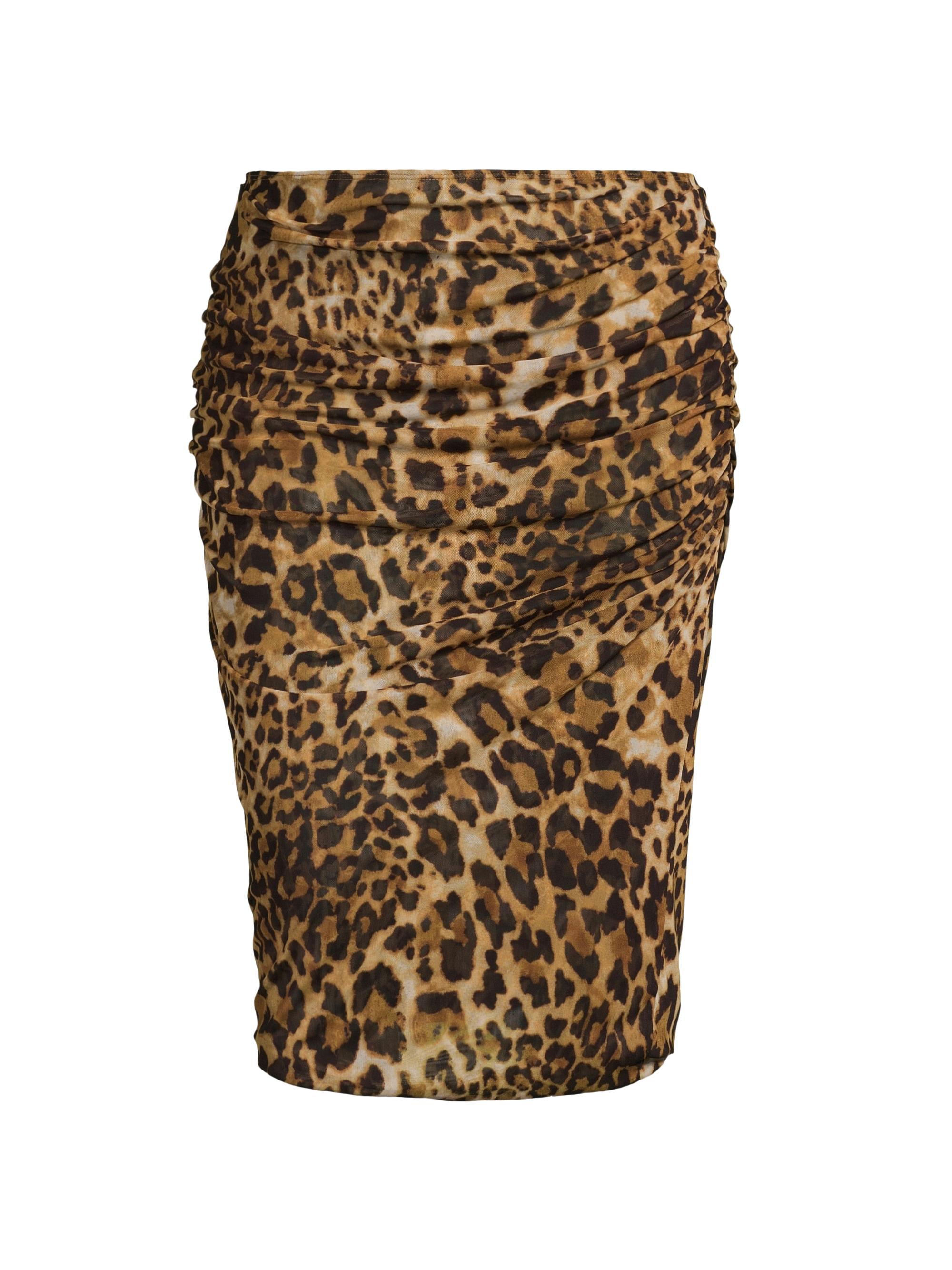 Baacal Women's Deana Ruched Mesh Skirt - Fierce Leopard