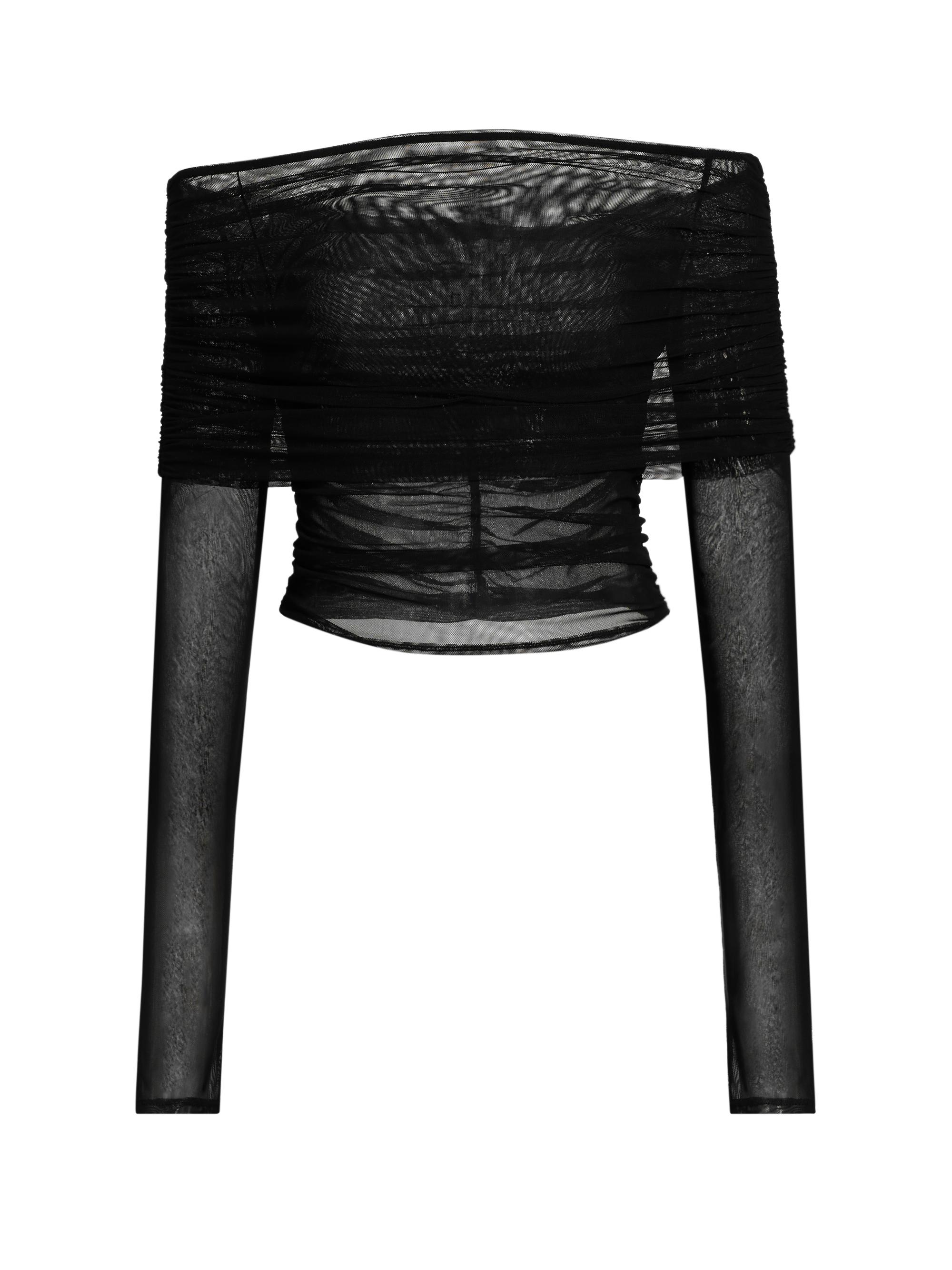 LaPointe Women's Mesh Off-the-Shoulder Top - Black