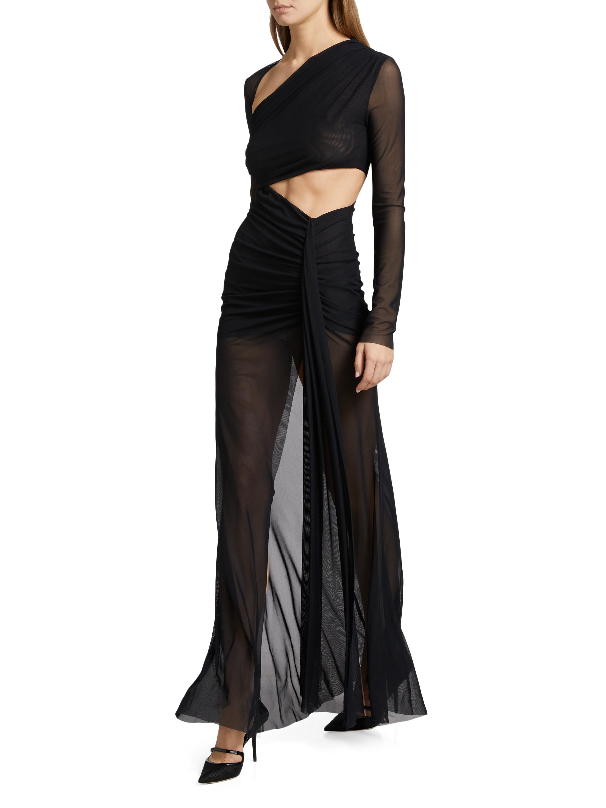 LaPointe Mesh Asymmetric Cut-Out Gown | Saks Fifth Avenue