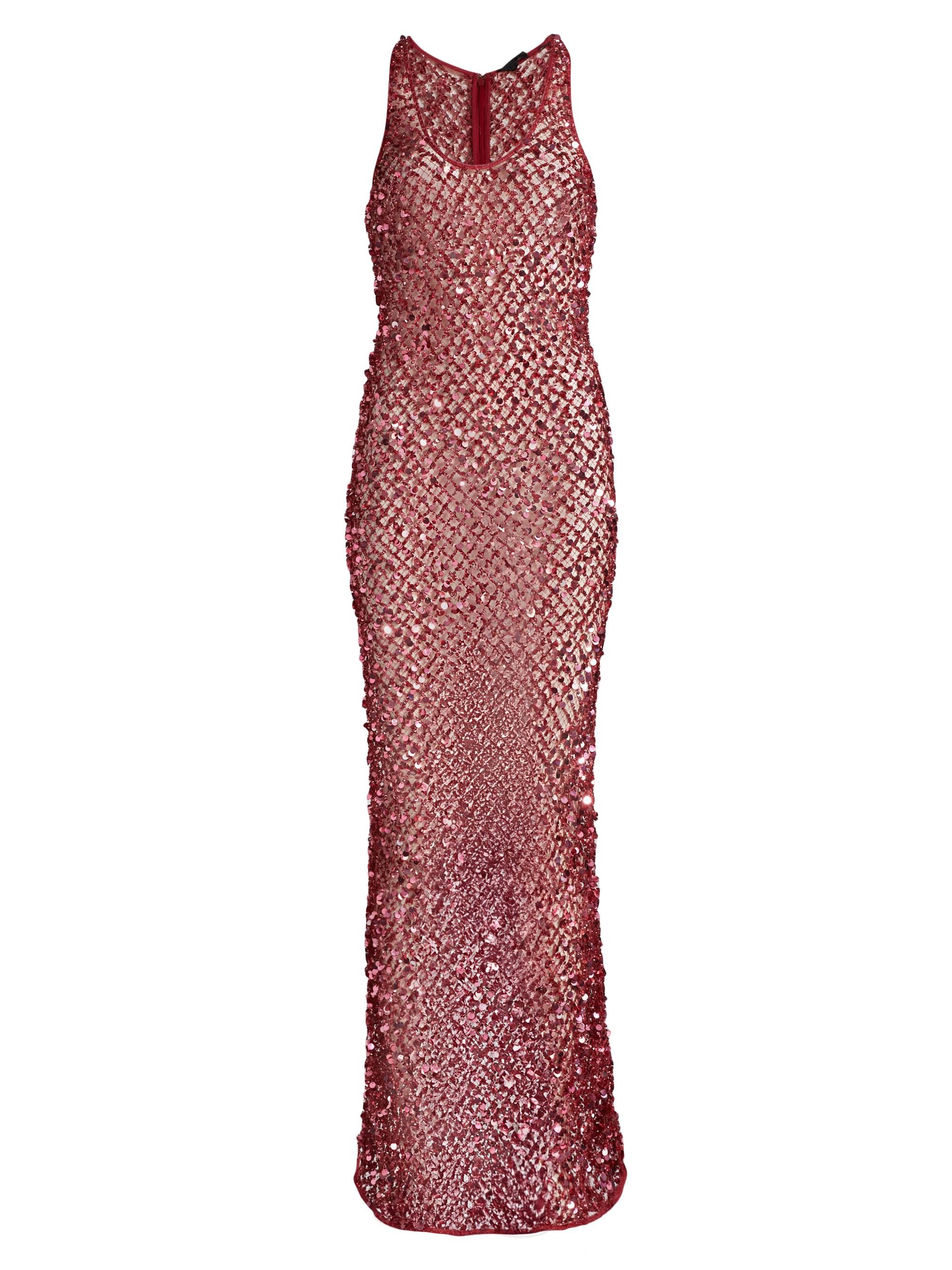 LaPointe Women's Sequined Net Mesh Tank Gown - Deep Pink