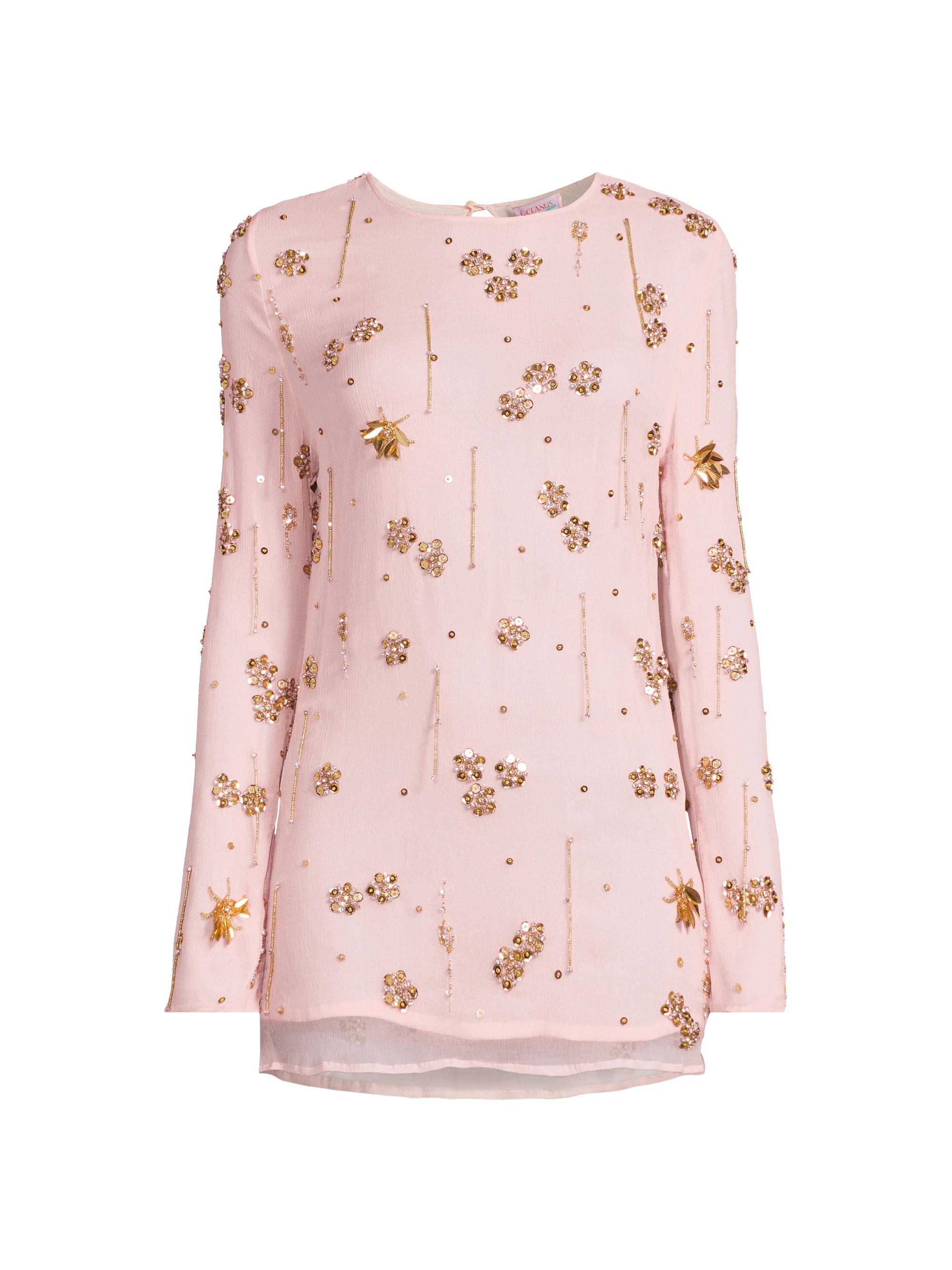 Oceanus Women's Fiora Sequined Chiffon Minidress - Pink