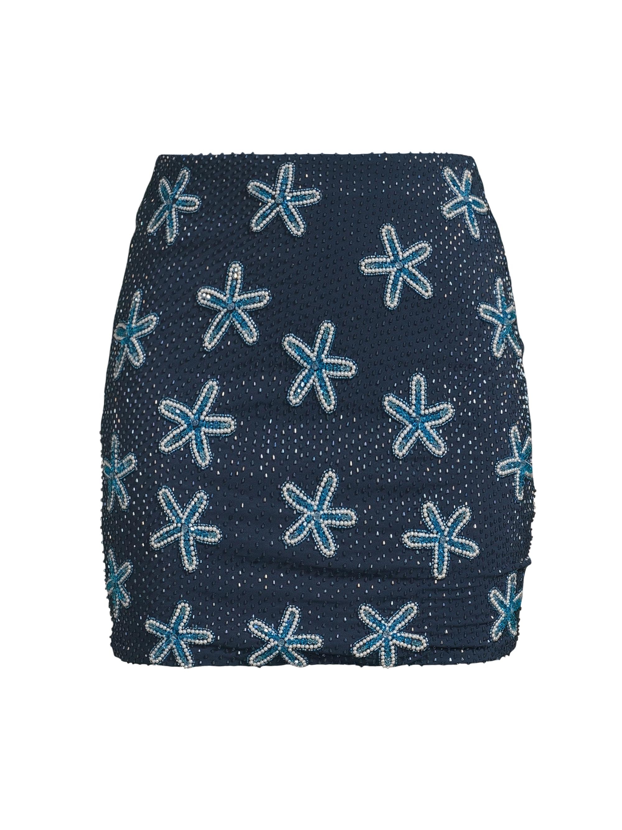 Oceanus Women's Starfish Embroidered Miniskirt - Blue