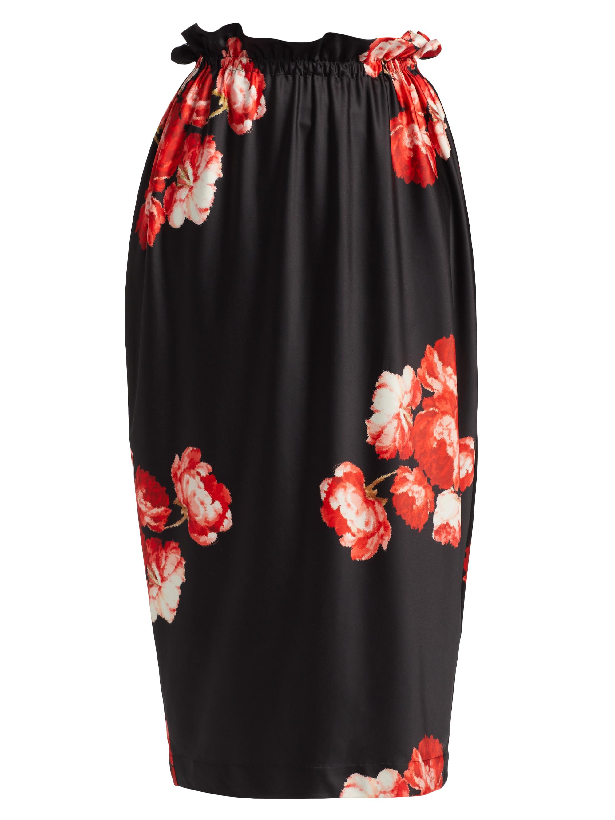 Simone Rocha Women's Floral Satin Tulip Midi-Skirt - Red Black